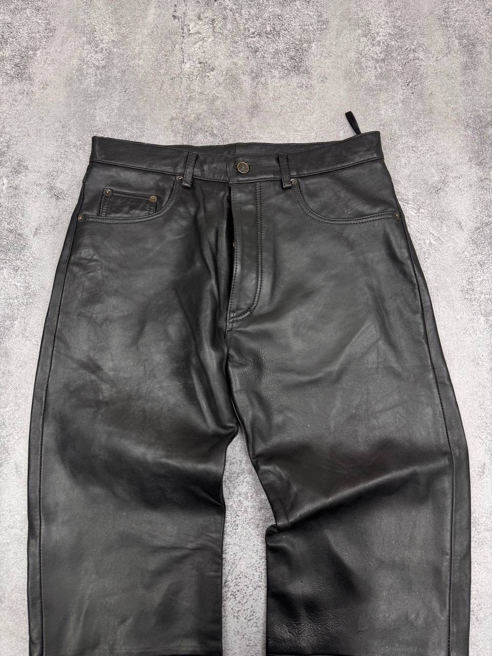 Genuine Leather Men's Black Genuine Leather Trousers Classic Size S Size US 32 / EU 48 - 3 Thumbnail