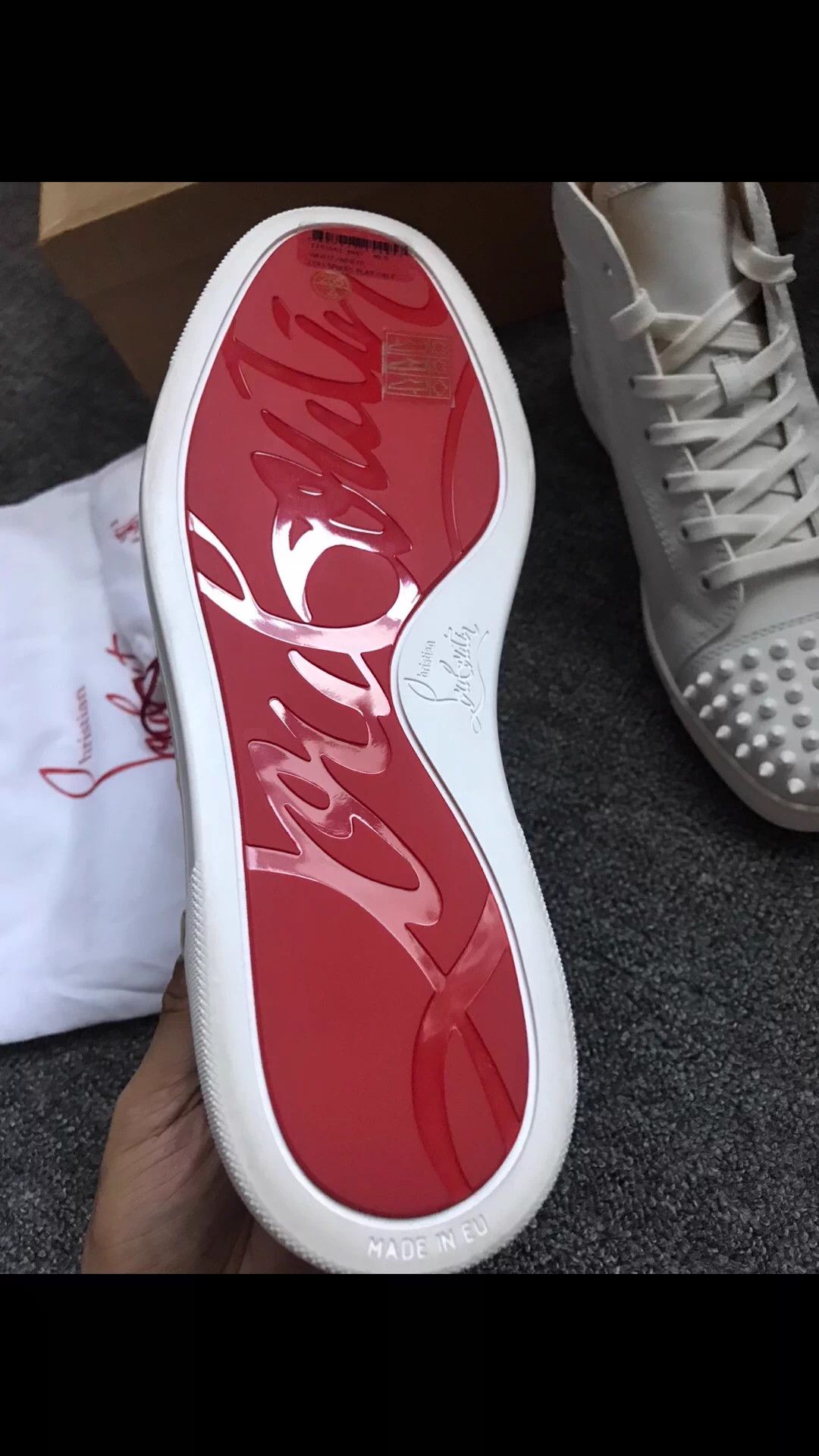 Christian Louboutin CL White Leather Side Disc Sneaker 40.5 EU Runs Large Size US 7.5 / EU 40-41 - 4 Thumbnail