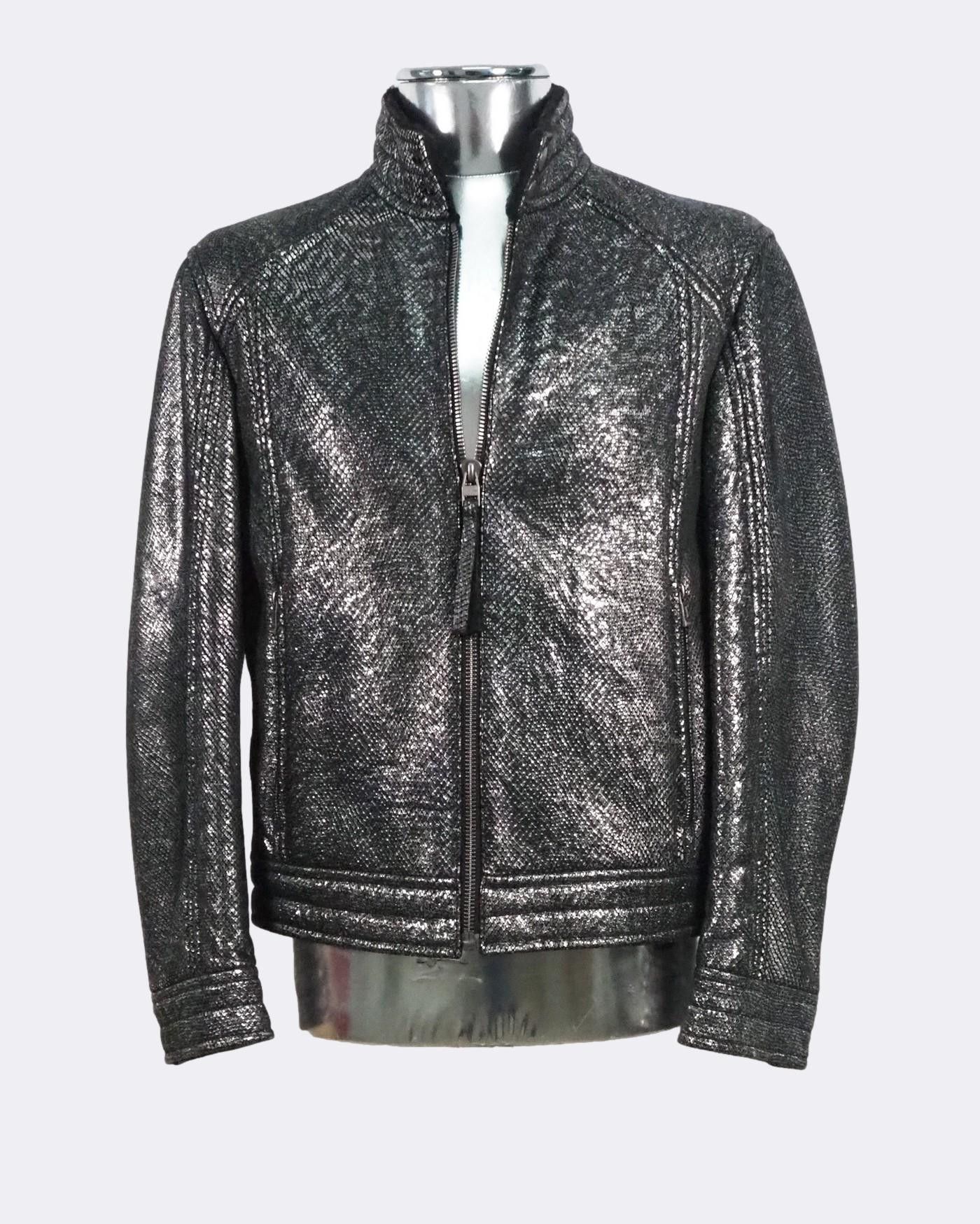 Hugo Boss Hugo Boss 'Codes' Shearling Silver Leather Jacket $2125 Size US S / EU 44-46 / 1 - 13 Thumbnail