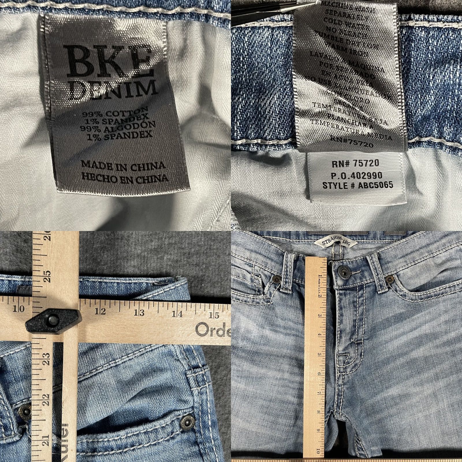 BKE BKE Alec Jeans Mens 29x29 Light Wash Blue Slim Straight Leg Stretch Denim Size US 28 / EU 44 - 8 Thumbnail