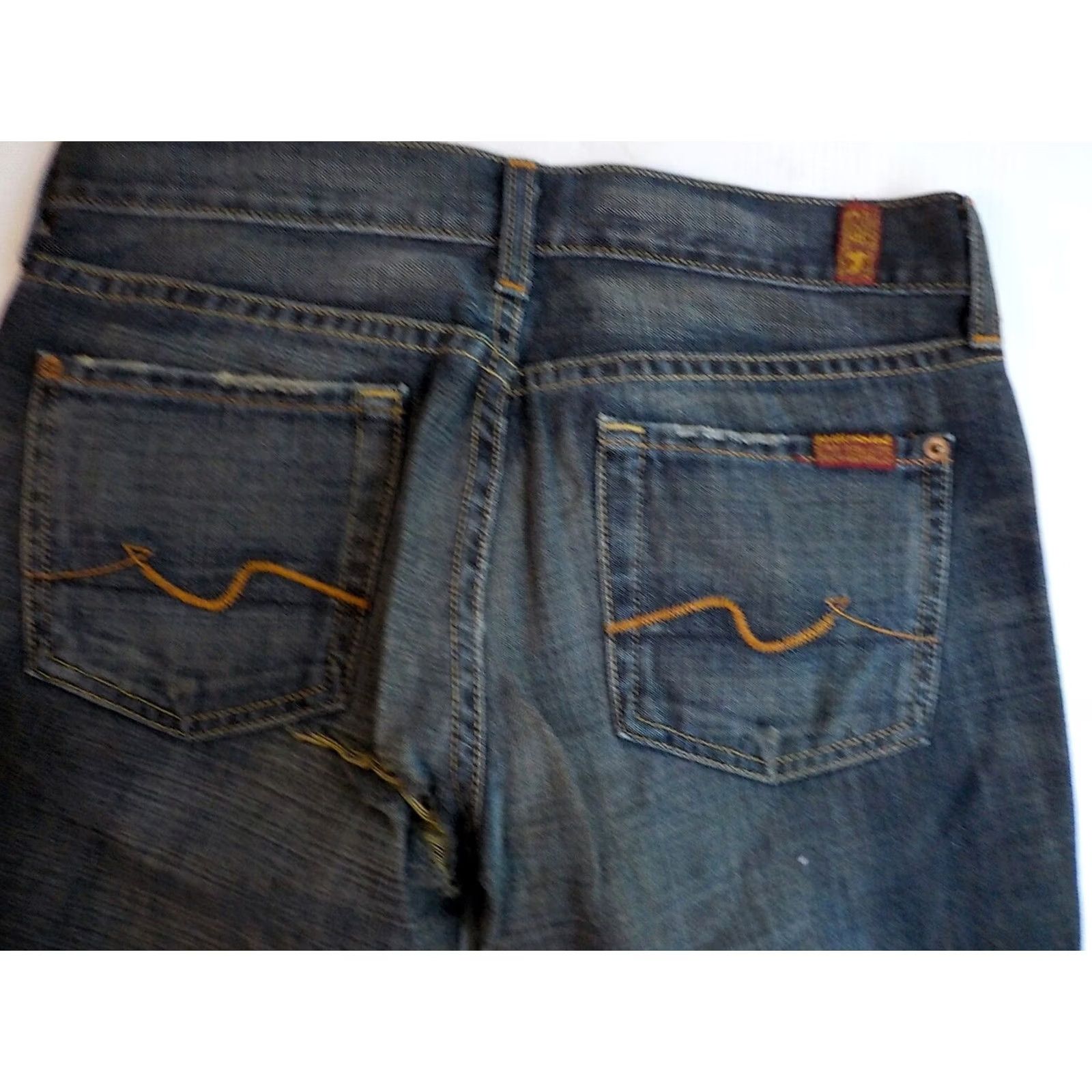7 For All Mankind VINTAGE 7 FOR ALL MANKIND Bootcut Jeans Sz 26W32L 100% Cotton Distressed Blue Jeans Womens Bootscut 26x32 плот Size 26" / US 2 / IT 38 - 3 Thumbnail