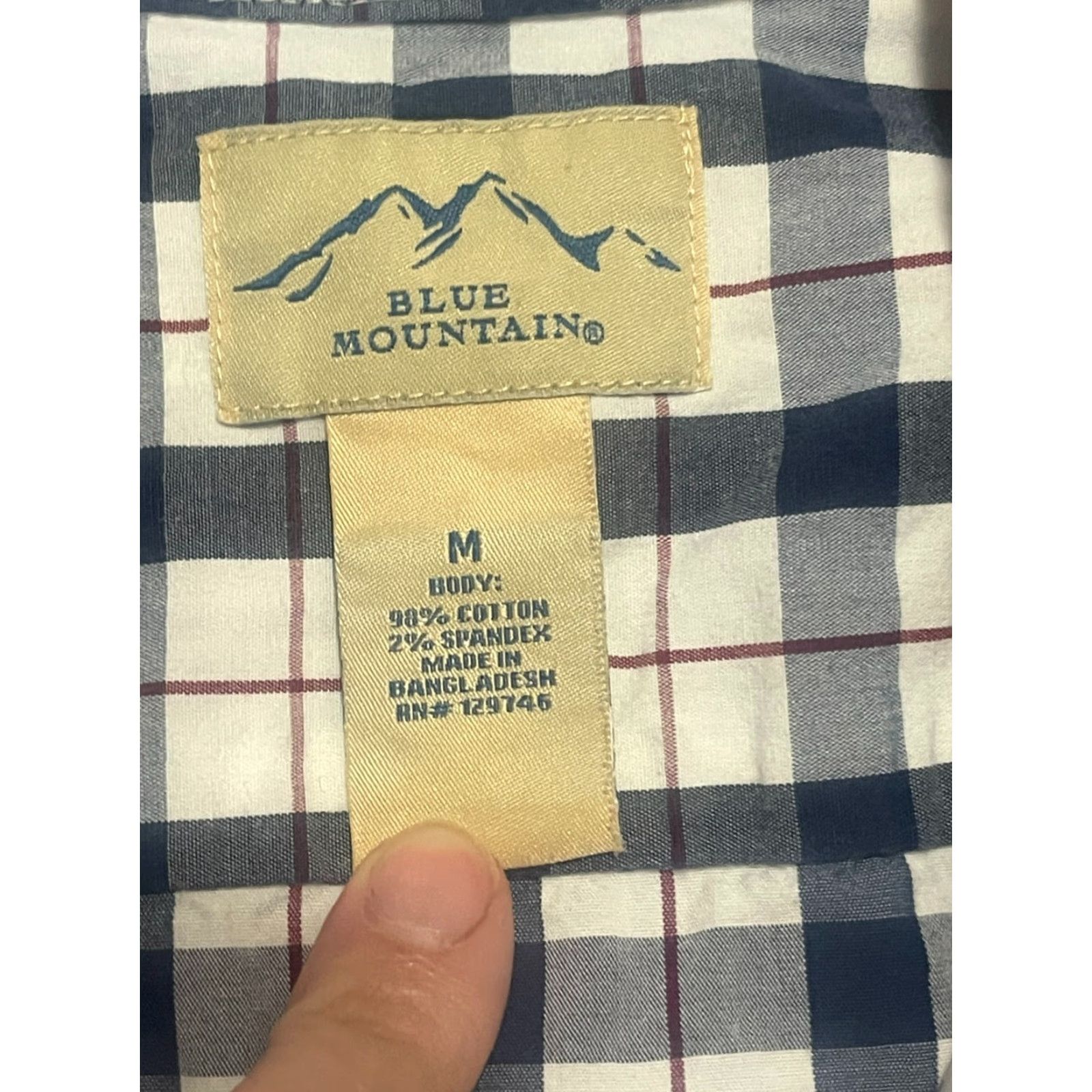 The Mountain Blue Mountain Shirt Mens Medium Plaid Button-Down Long Sleeve Red White Blue Size US M / EU 48-50 / 2 - 6 Thumbnail