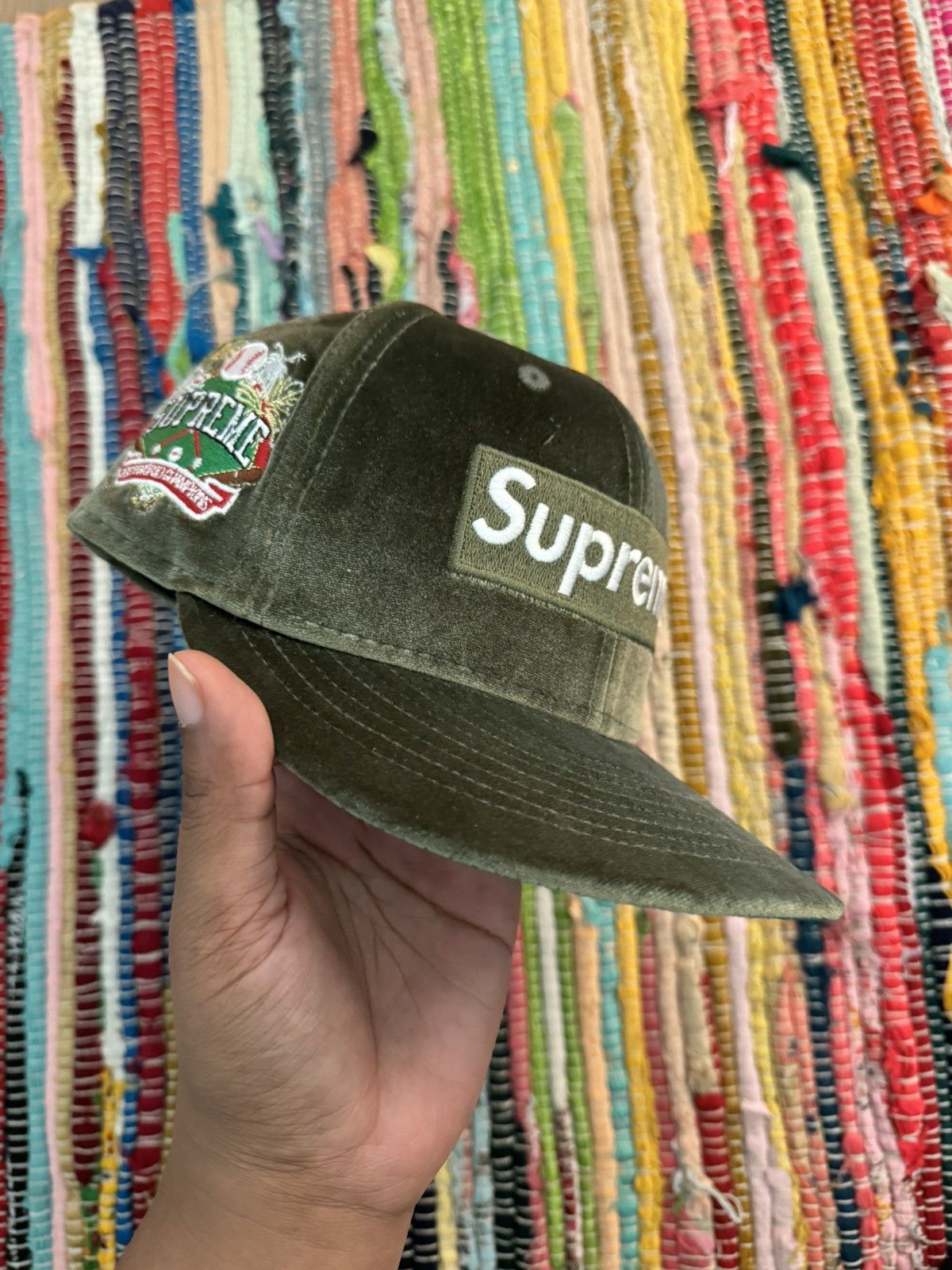 New Era × Supreme 2022 Supreme Velour Box Logo Fitted Size ONE SIZE - 3 Thumbnail