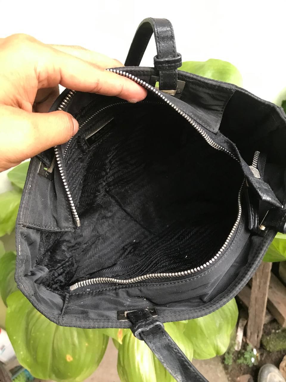 Prada × Vintage Prada Tote Bag Nylon Black Size ONE SIZE - 7 Thumbnail