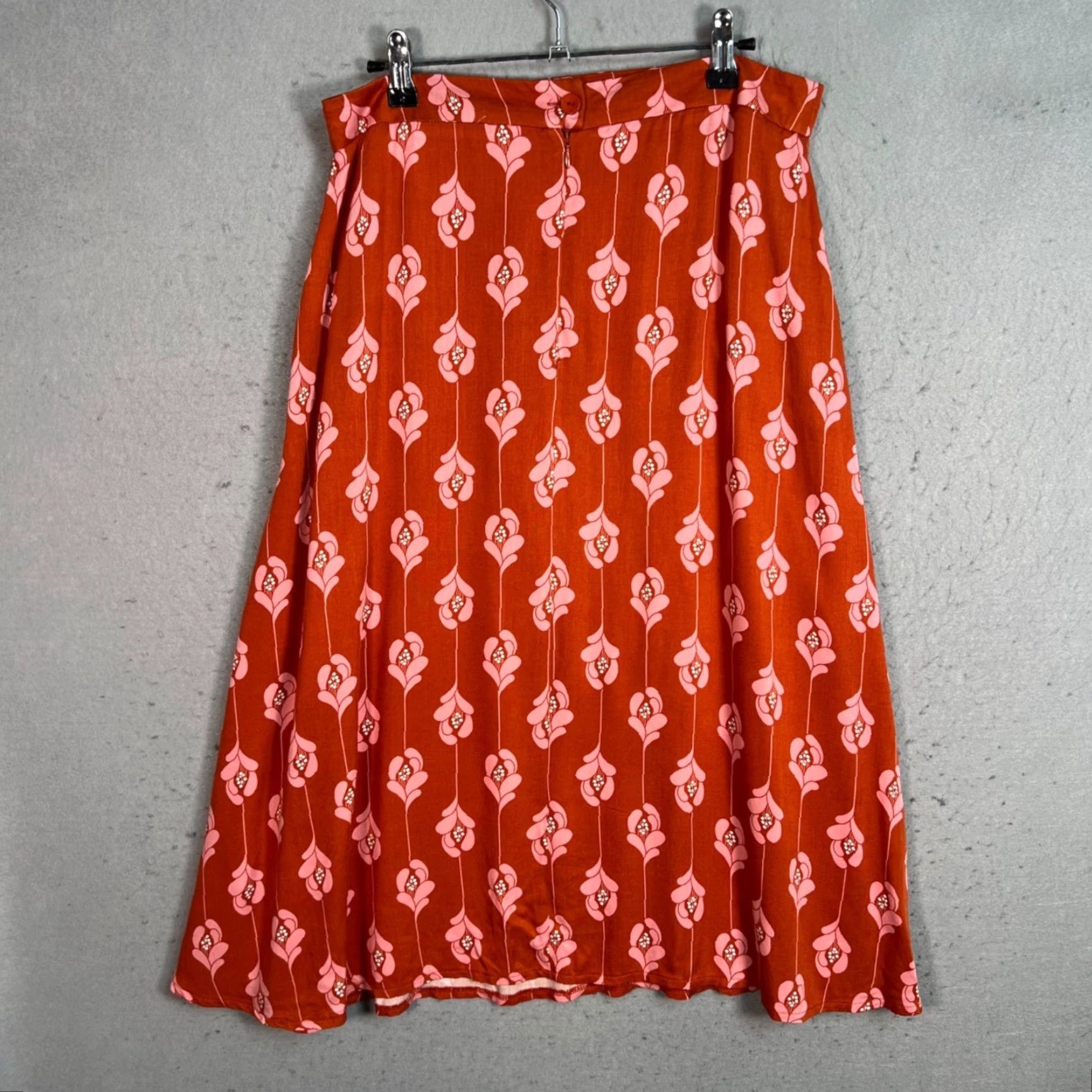 Pinko Mademoiselle Yéyé Skirt A-Line Knee Length Red Pink Floral Viscose Womens Size L Size 36" / US 14 / IT 50 - 2 Thumbnail