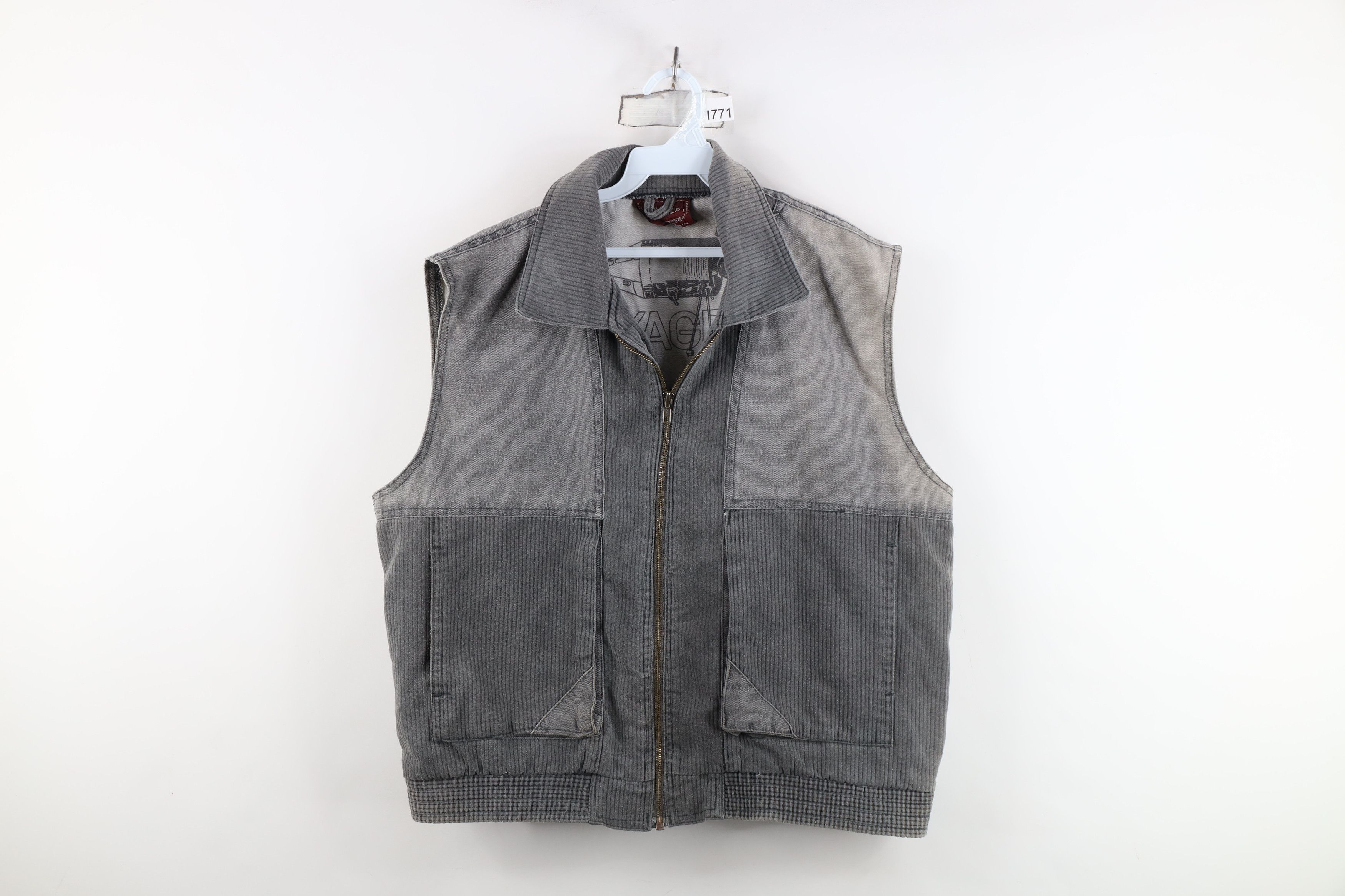 Vintage Vintage 90s Streetwear Canvas Corduroy Full Zip Vest Jacket Size US L / EU 52-54 / 3 - 1 Thumbnail