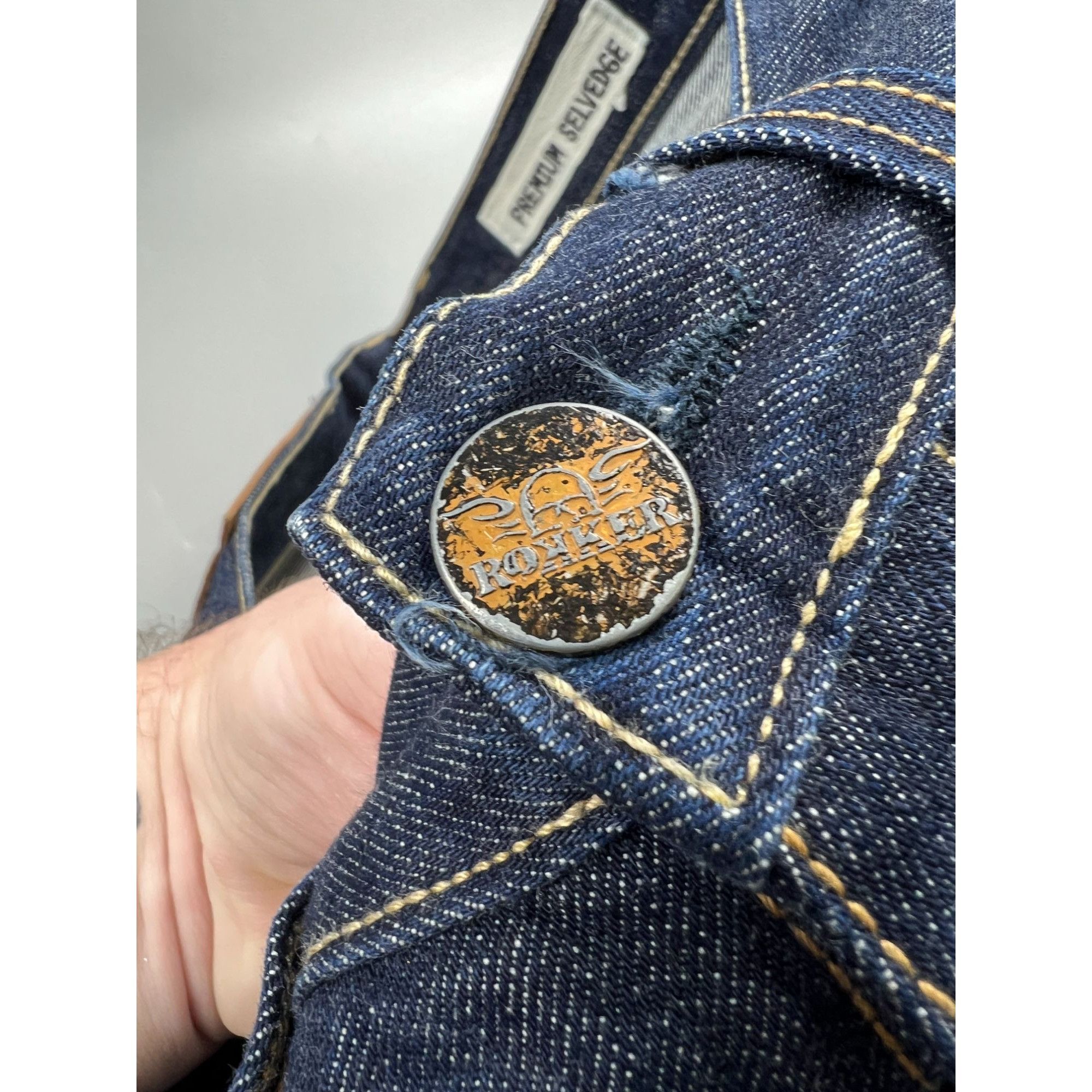 THE ROKKER COMPANY Rokker Raw Premium Selvedge Denim Jeans Pants (Y0933) Size US 31 - 7 Thumbnail