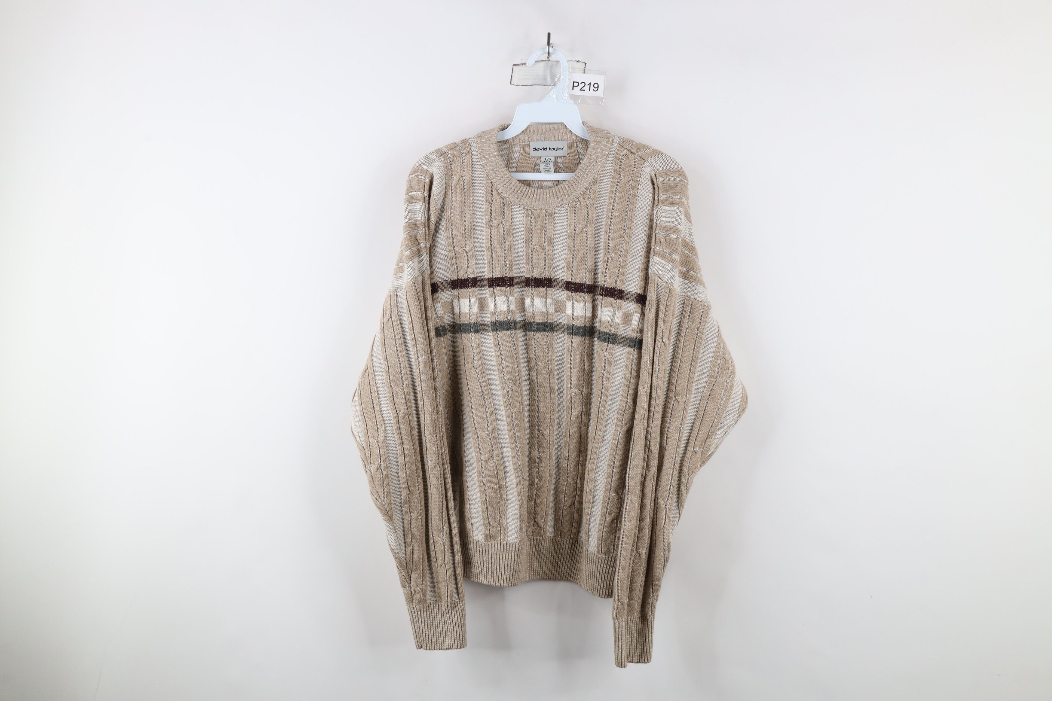 Vintage Vintage 90s Streetwear Cable Ribbed Knit Crewneck Sweater Size US L / EU 52-54 / 3 - 1 Thumbnail