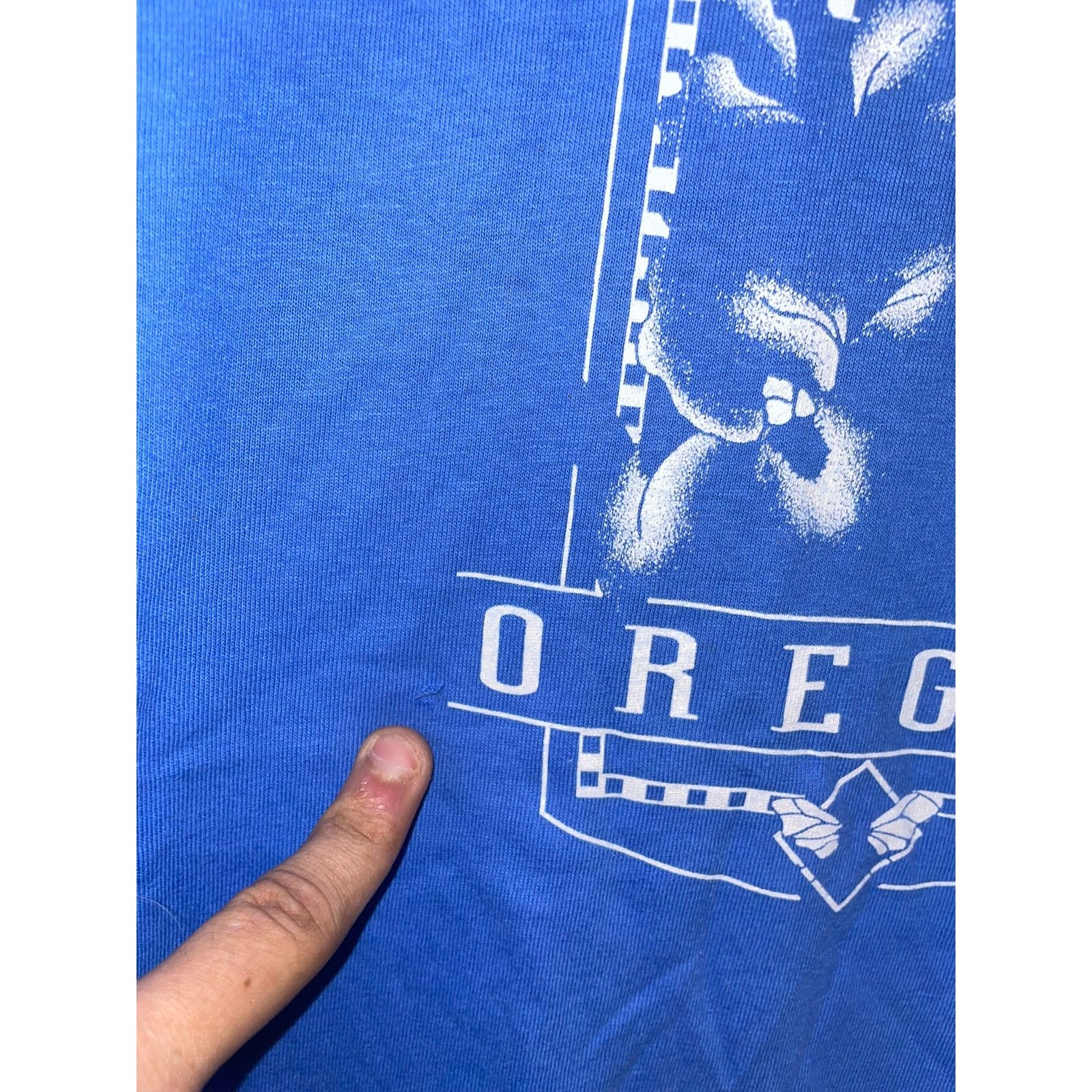 Anvil Vintage Oregon Shirt Flower Blue Graphic Tee VTG 90s Medium Size US M / EU 48-50 / 2 - 4 Thumbnail