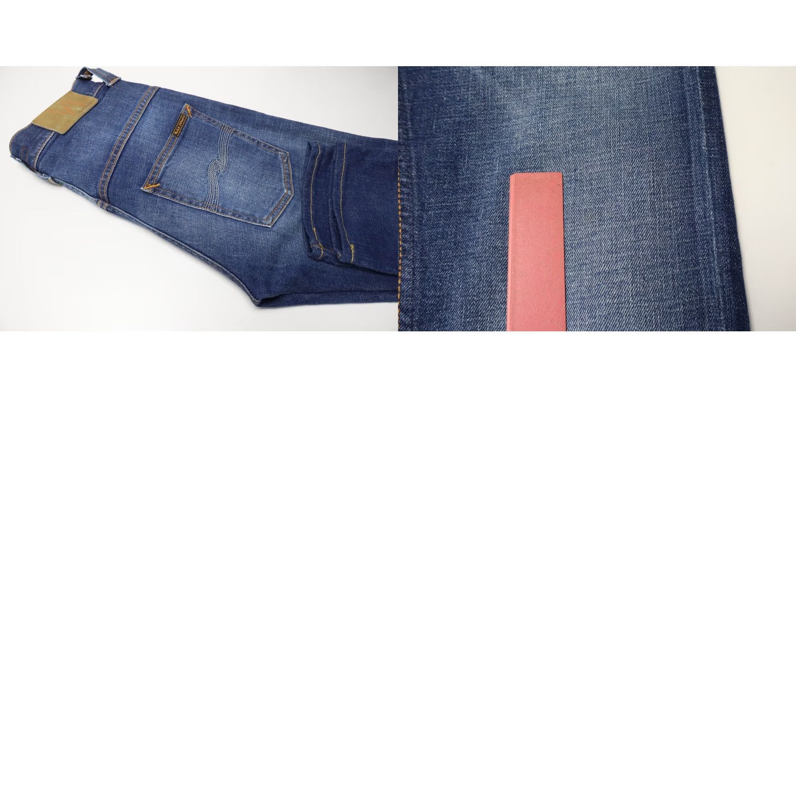 Vintage NUDIE Thin Finn Org. Cloudy Blue Jeans Men's W27/L32 Stretch Blue Size US 27 - 8 Thumbnail