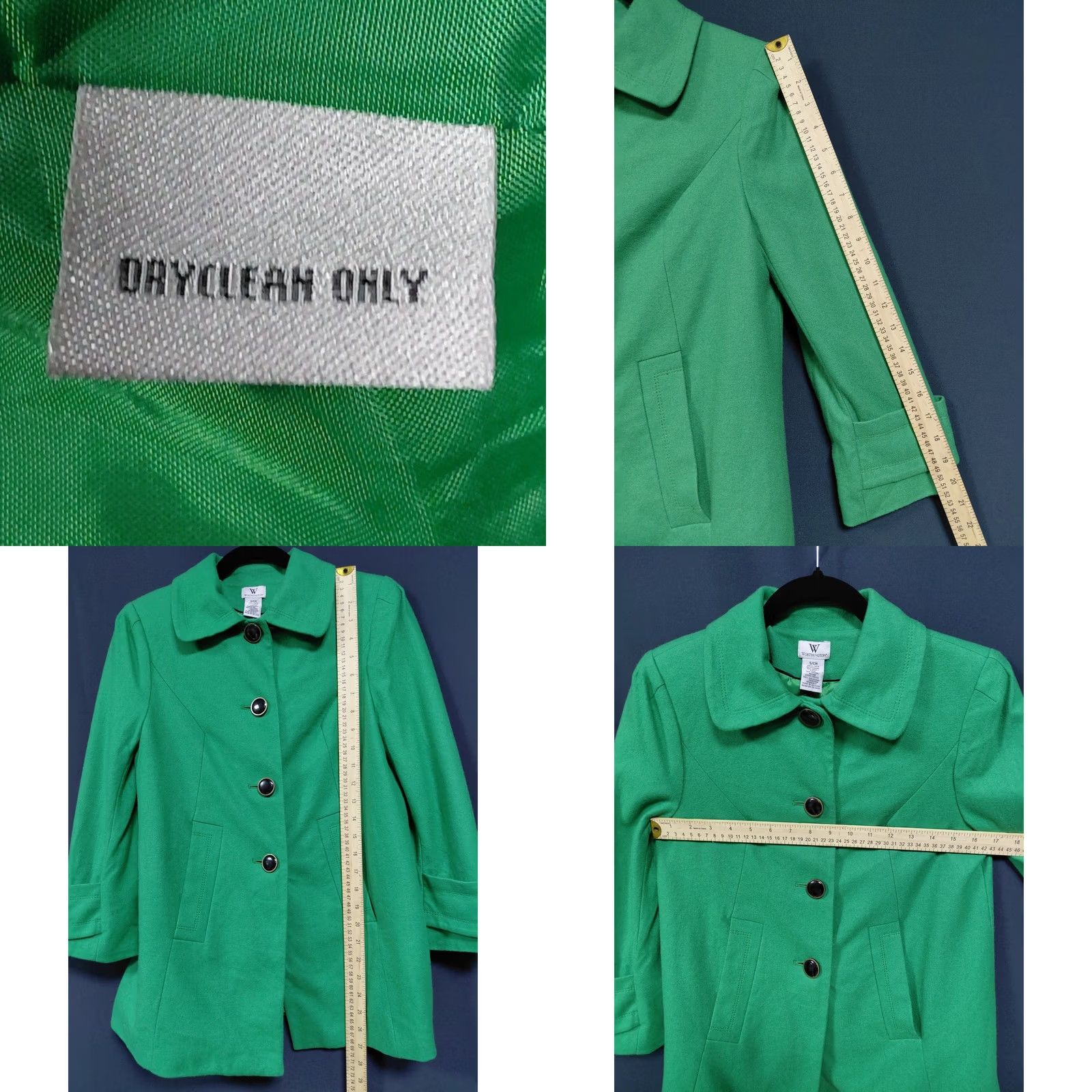 Worthington Worthington Green Wool Blend Coat Solid 3/4 Sleeve Women Size S Size S / US 4 / IT 40 - 8 Thumbnail