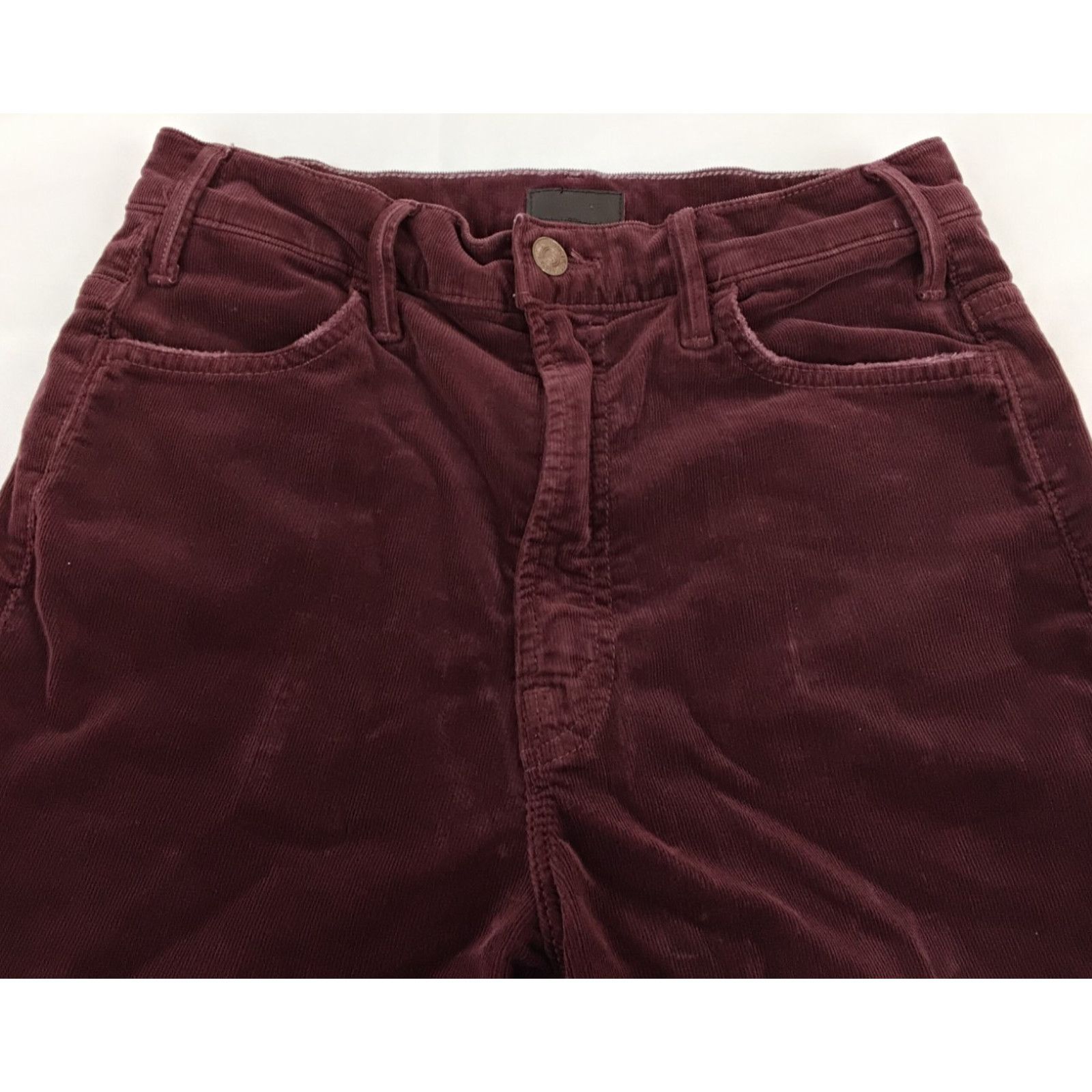 MOTHER Mother Hustler Corduroy Jeans Women's 27 Maroon Ankle Fray Size 27" / US 4 / IT 40 - 4 Thumbnail