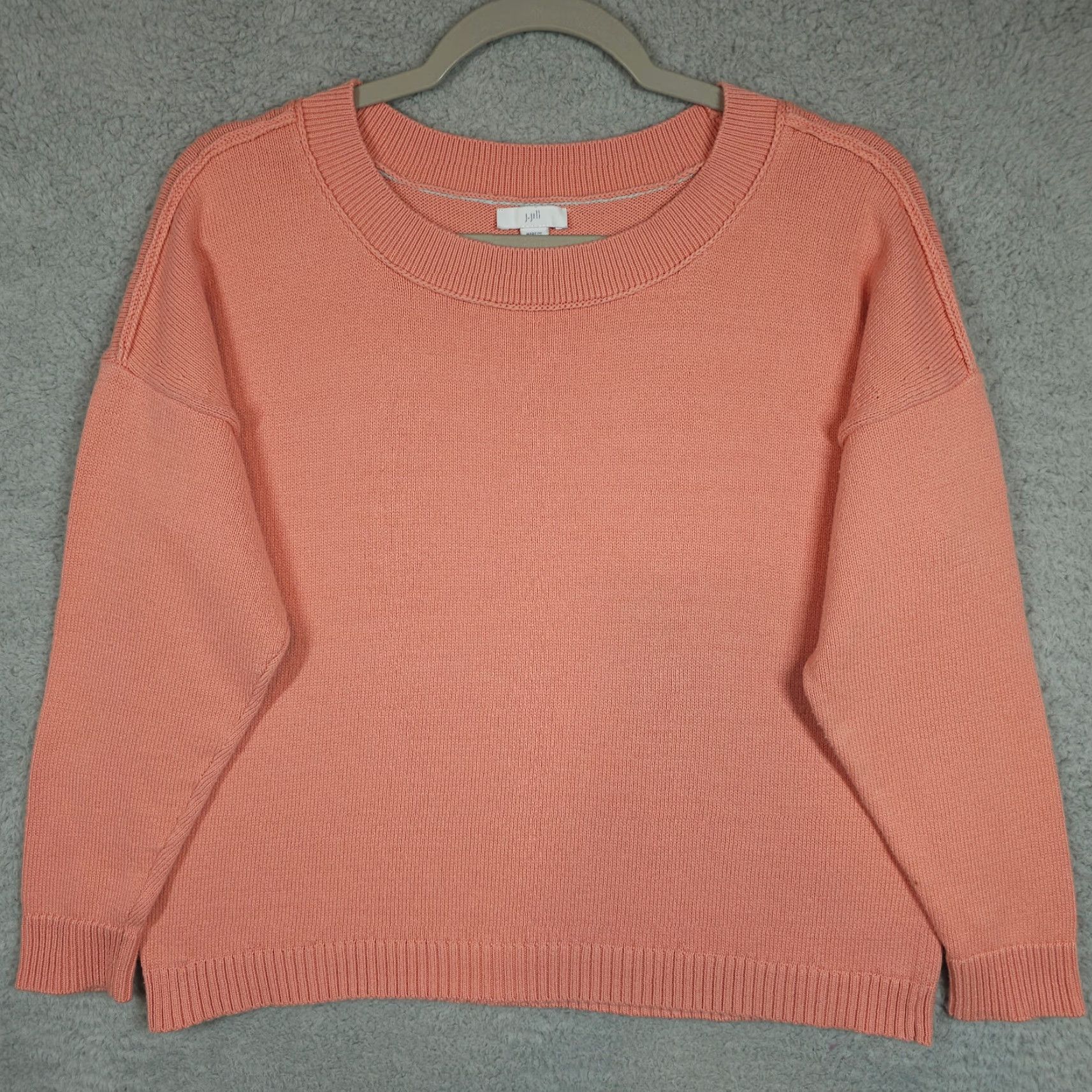 J. Jill J Jill Sweater Womens XSP Petite Coral Rib Knit Trim Pullover Crew Neck Casual Size XS / US 0-2 / IT 36-38 - 2 Thumbnail