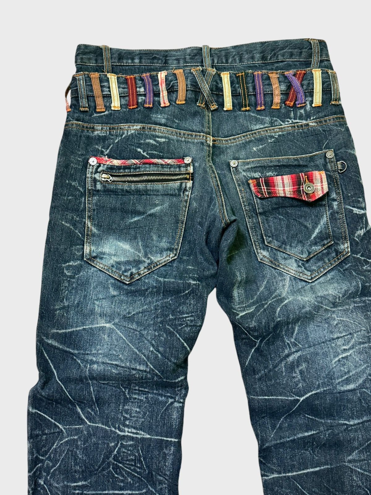Hysteric Glamour × Japanese Brand × Seditionaries VTG NYLAUS DOUBLE WAIST ZIPPER PUNKY CLAW MARK DENIM JEANS Size US 32 / EU 48 - 9 Thumbnail