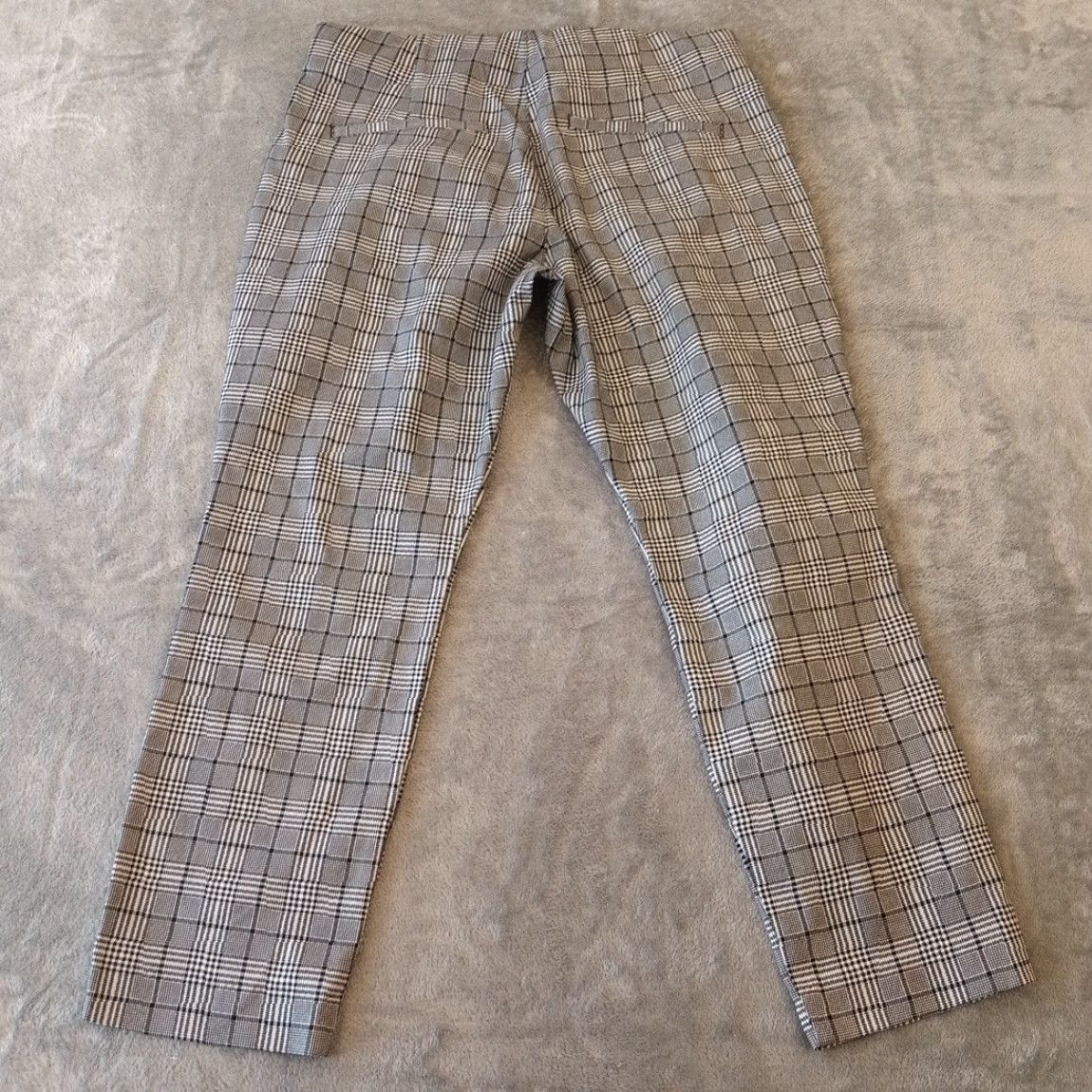Old Navy Old Navy Pants Womens 12P Petite Black Plaid Ankle Zip 32x25 Cotton Blend Straight High Rise Front Elastic Waist Size 34" / US 12 / IT 48 - 6 Thumbnail