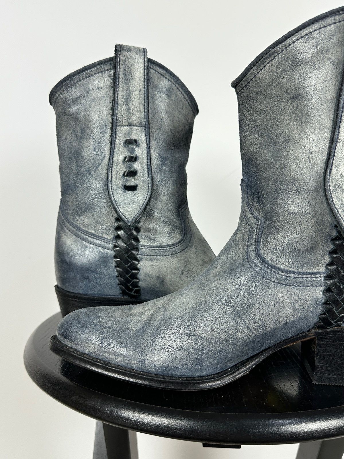 Sendra Sendra Dr.Adams Blue Leather Cowboy Biker Ankle Boots Size US 6 / IT 36 - 18 Thumbnail
