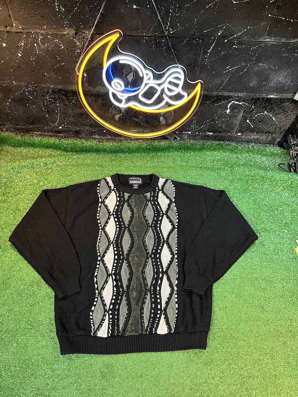 Vintage Vintage Barrage Sweater Black Gray Crew Neck Pullover XL Size US XL / EU 56 / 4 - 1 Thumbnail