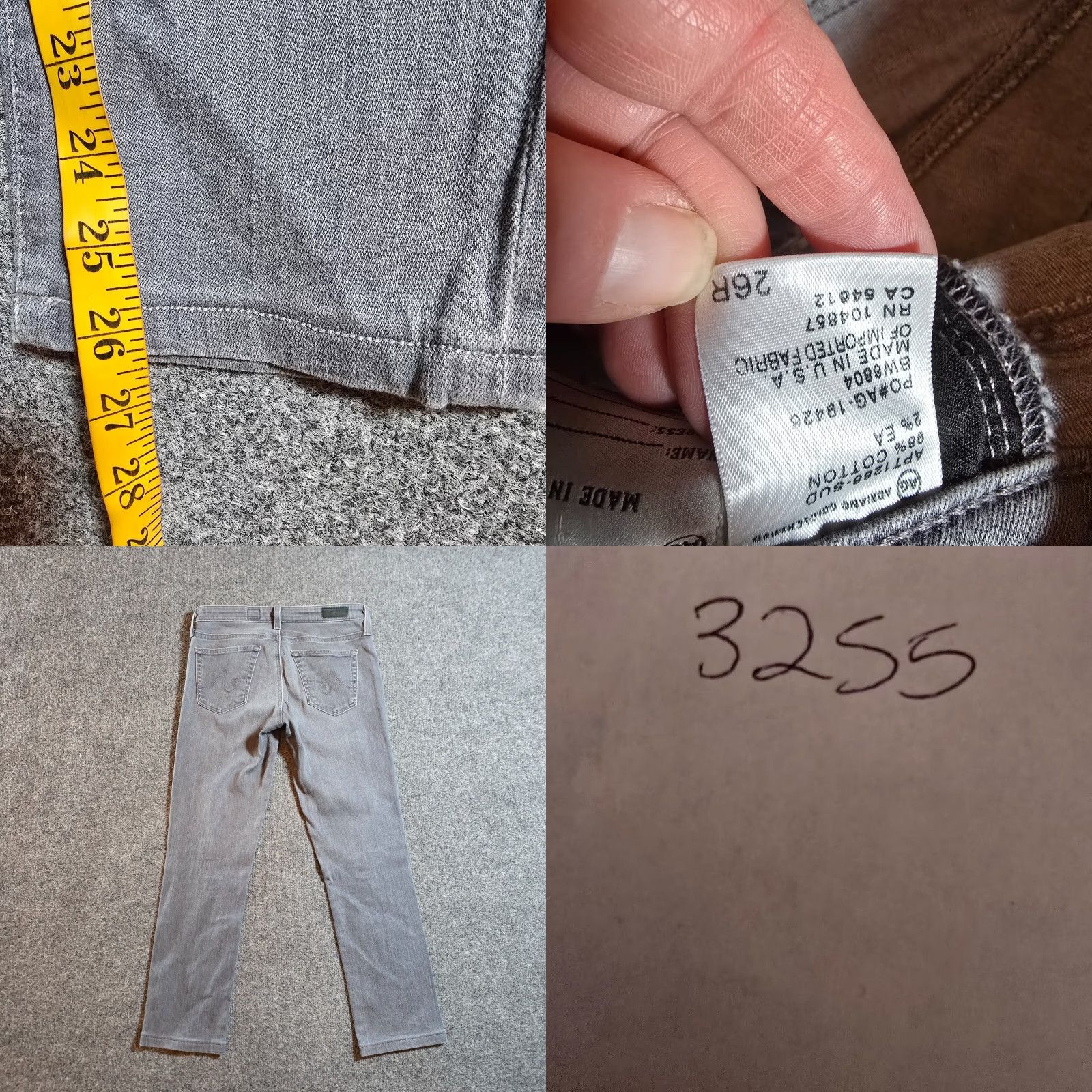 Vintage AG Adriano Goldschmied Jeans Women Slim The Stevie Straight Distressed Gray 26 Denim Cotton Polyester PANTS Regular Size 26 Women Size 26" / US 2 / IT 38 - 8 Thumbnail