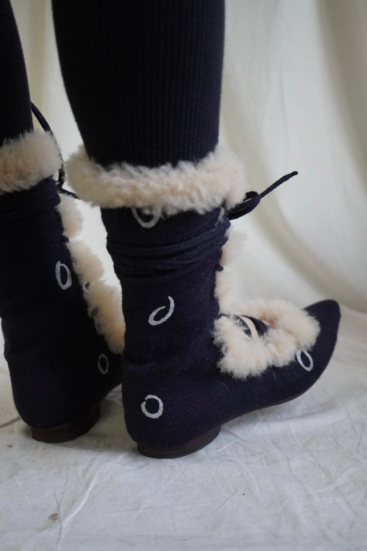 mina perhonen MinaPerhonen 2000s Hand-Painted Fur Boots 9/10 EU36.5 Size US 6 / IT 36 - 9 Thumbnail
