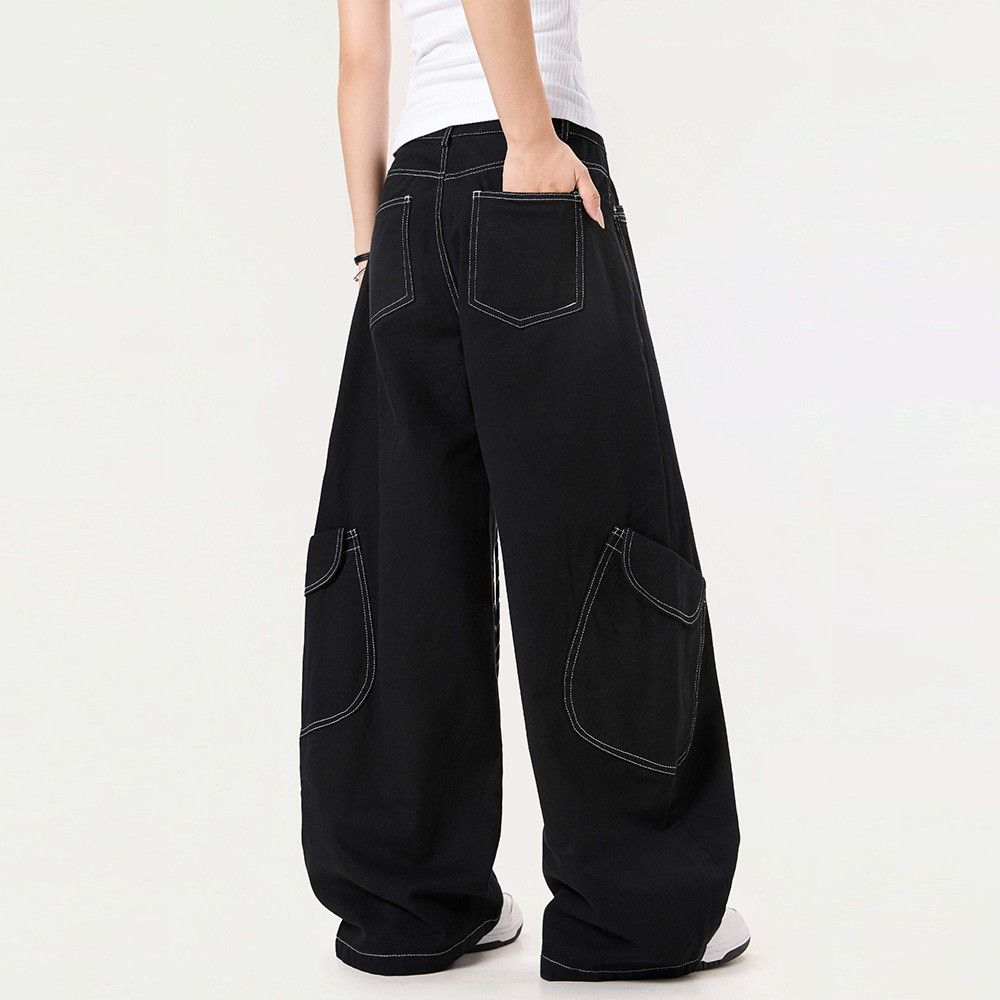Jean Men's high street patchwork workwear wide-leg jeans Size US 32 / EU 48 - 5 Thumbnail