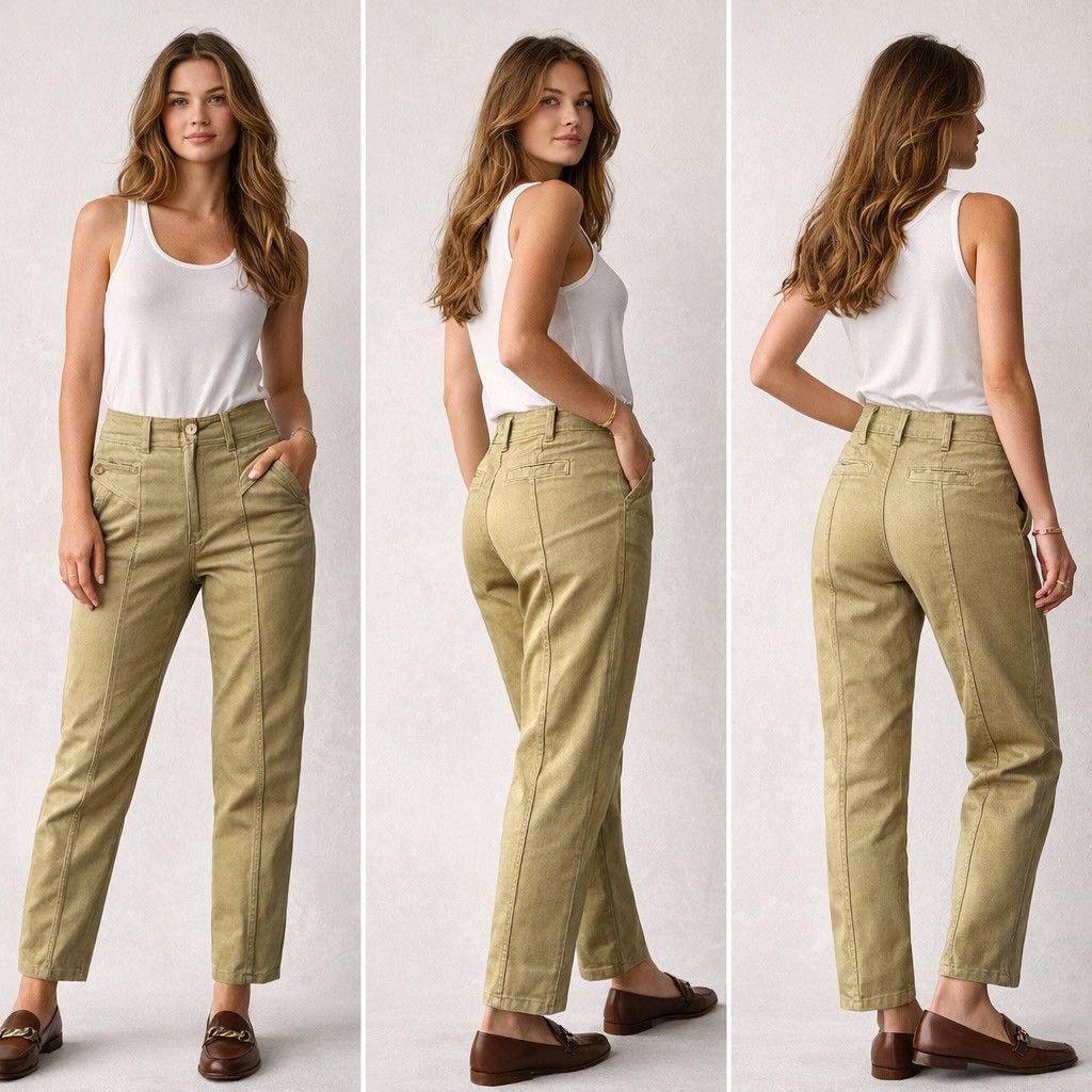 Sezane Sezane Paris Capri Women Khaki Classic Pants Size 43 Size 34" / US 12 / IT 48 - 3 Thumbnail