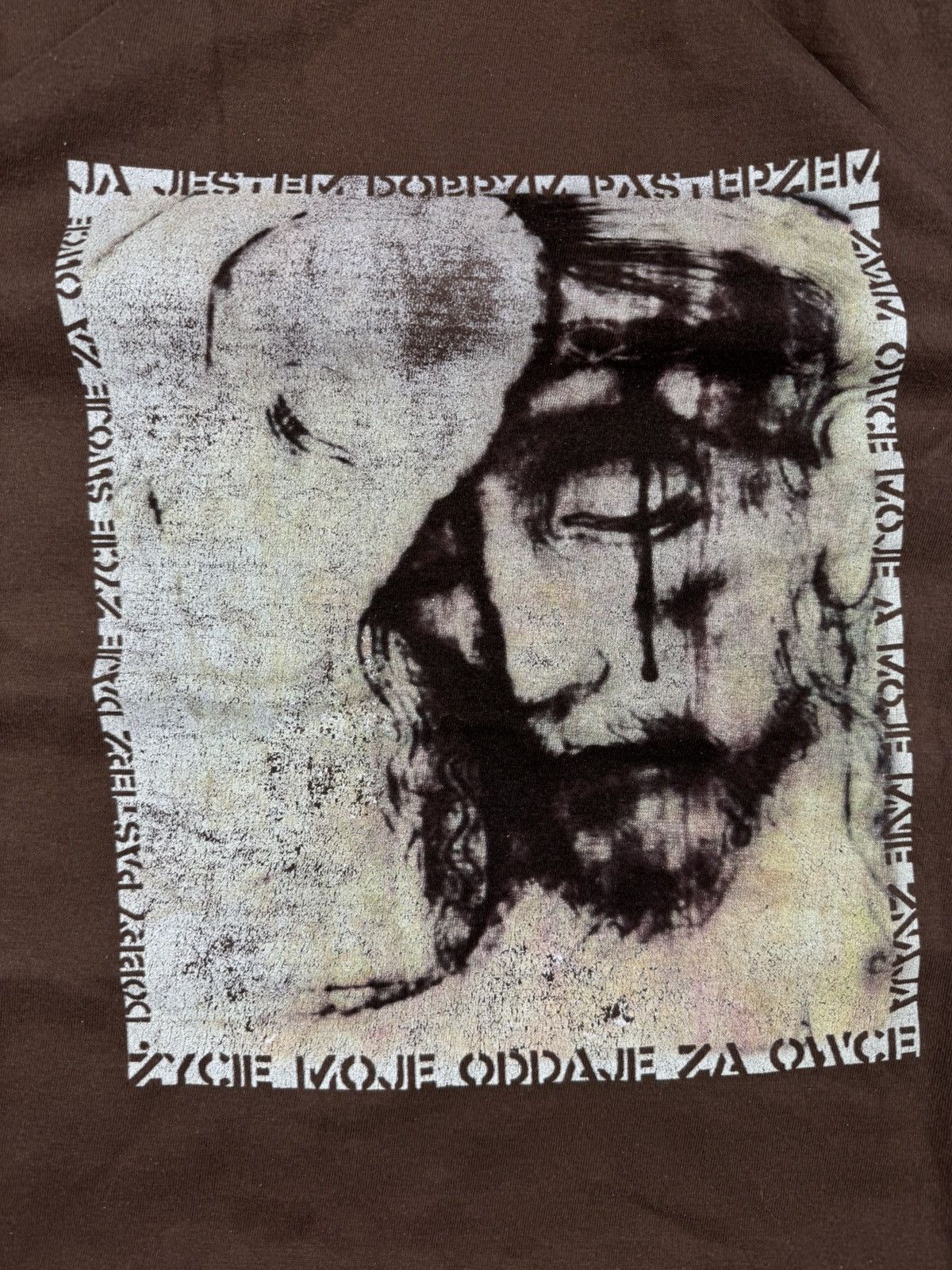 Band Tees × Vintage Vintage 00s Jesus shepherd lord graphic tee earth tones Size US M / EU 48-50 / 2 - 4 Thumbnail