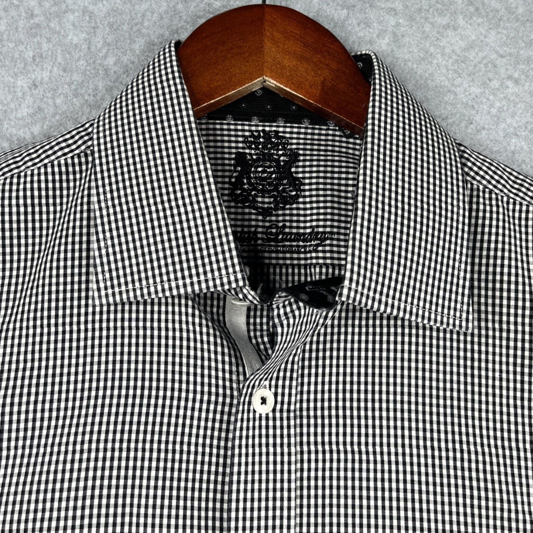 English Laundry English Laundry Shirt Mens 16.5 Black Gingham Check Flip Cuff Casual Size US XL / EU 56 / 4 - 4 Thumbnail
