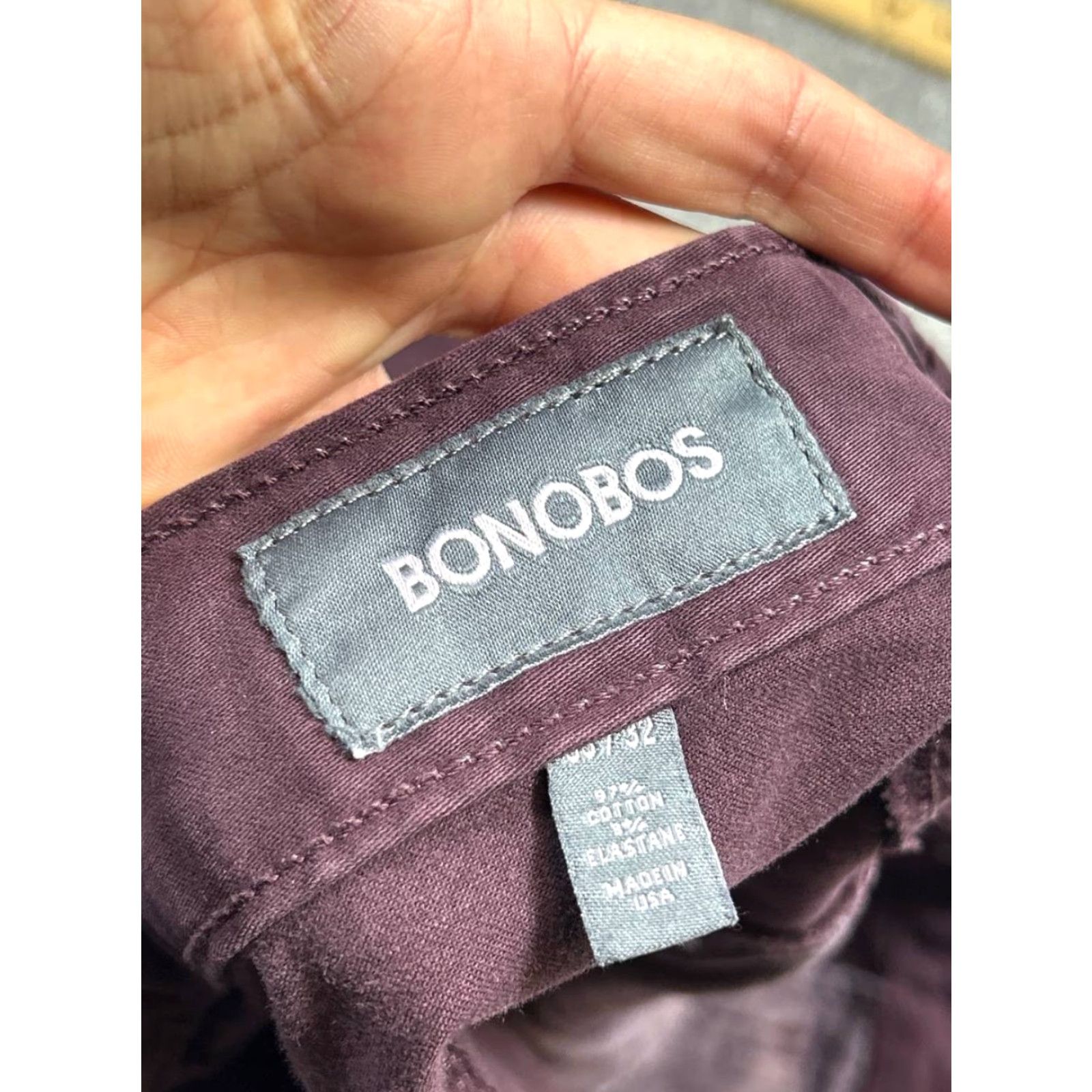 Bonobos Bonobos Pants Mens 33 Purple Slim Fit Cotton Stretch Mid Rise Straight Leg Chino Casual Travel 5-Pocket Womens Mens Girls Size US 33 - 7 Thumbnail