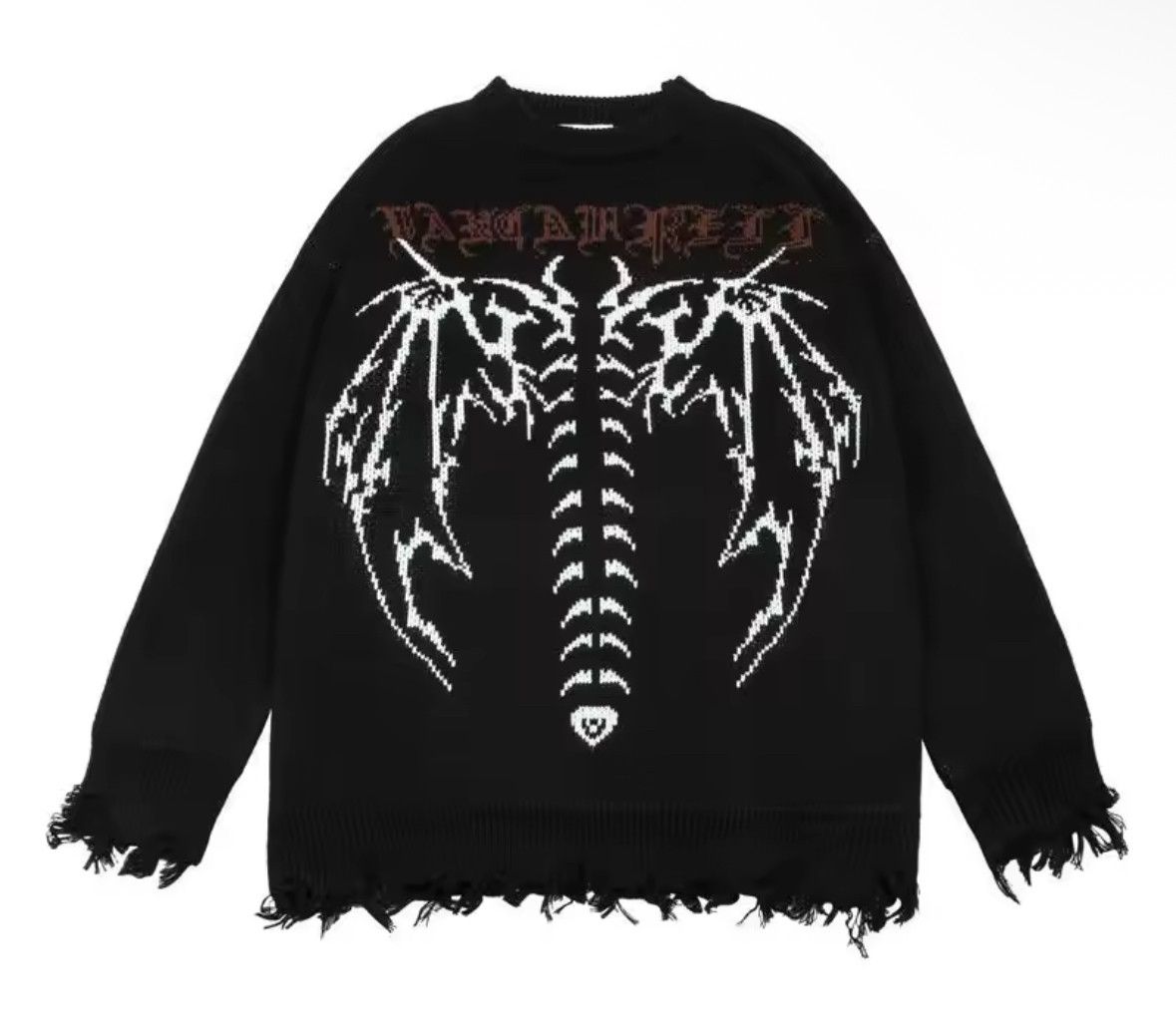 Other Retro Goth Graffiti Torn Jacquard Pullover Knit Sweater Size US L / EU 52-54 / 3 - 1 Thumbnail