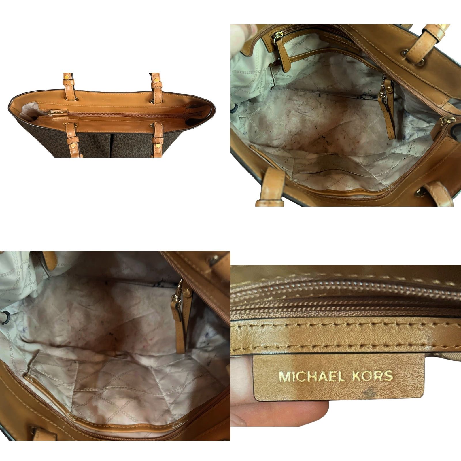 Michael Kors MICHAEL KORS Jet Set Travel Medium Double Pocket Tote Shoulder Bag MK Brown Read Womens Bag Size ONE SIZE - 11 Thumbnail