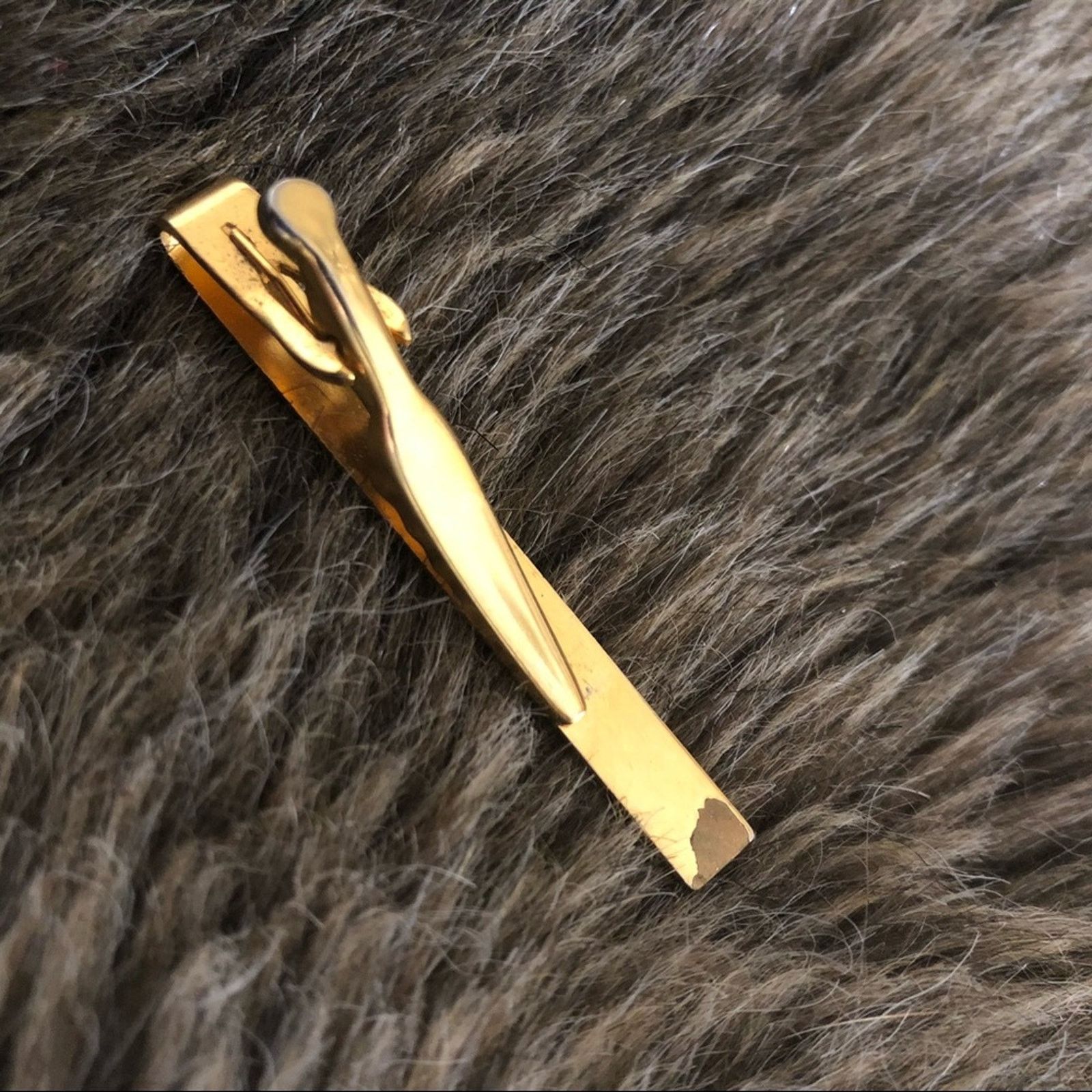 Vintage Vintage men’s textured gold plated tie bar clip Size ONE SIZE - 3 Thumbnail