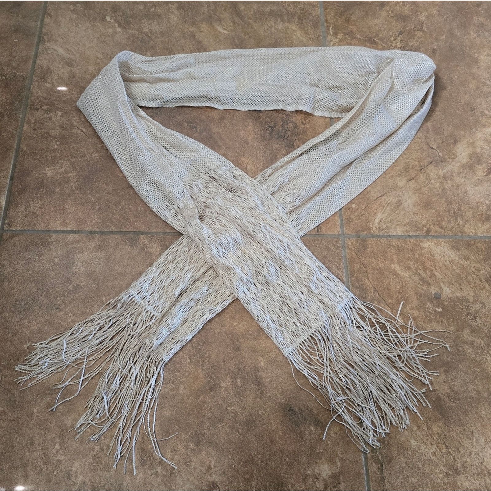 Other Cream Golden | CEJON | Fringed Scarf Size ONE SIZE - 1 Thumbnail
