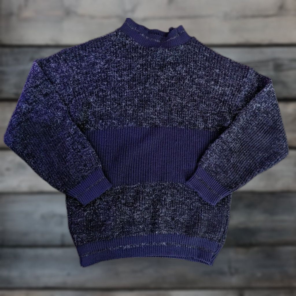 New Era VINTAGE New Era Grandpa Sweater Mens S USA Made Striped Textured Knit 90s Blue/Gray Lightweight Pullover Mens Size US S / EU 44-46 / 1 - 1 Thumbnail