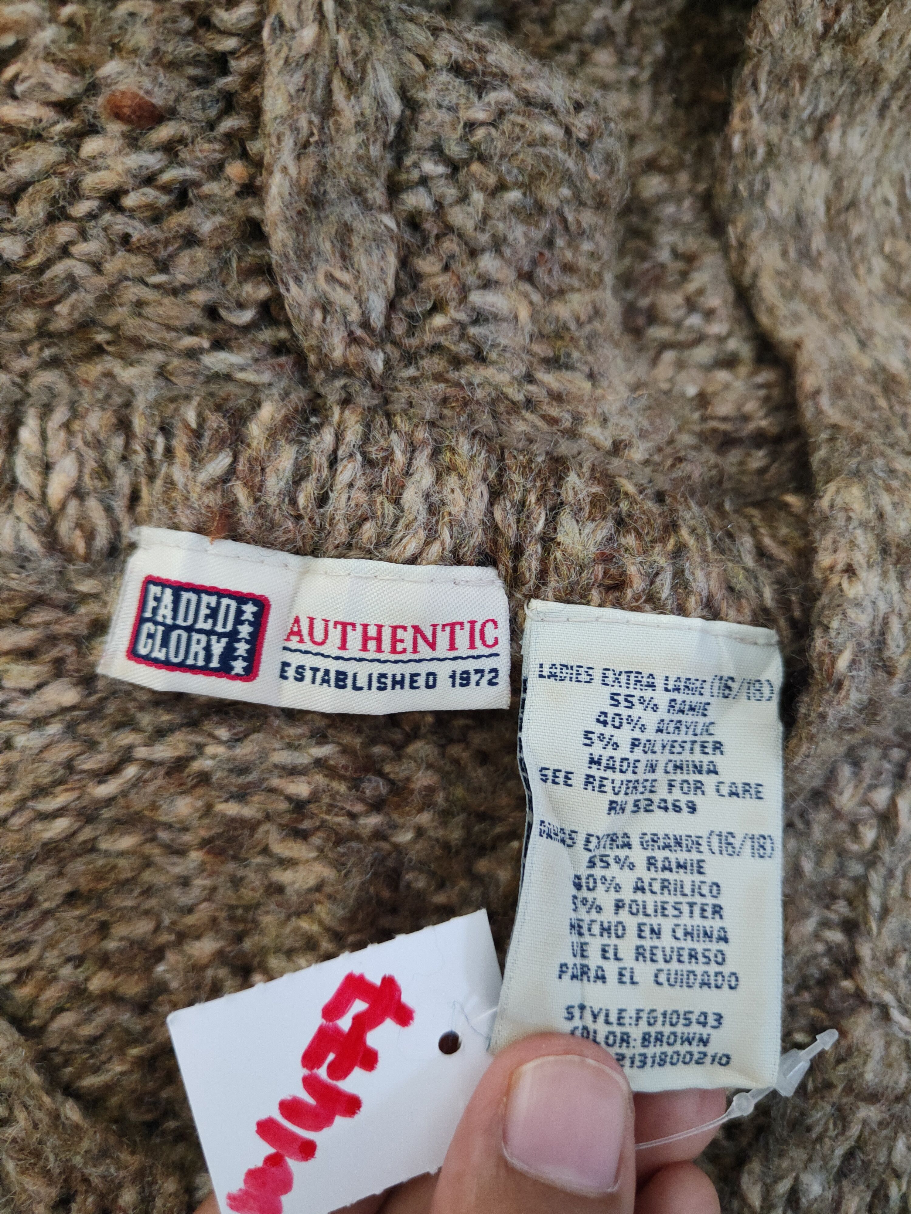 Faded Glory Faded Glory Brown Knitwear Hoodie Sweatshirts #W1477 Size XL / US 12-14 / IT 48-50 - 11 Thumbnail