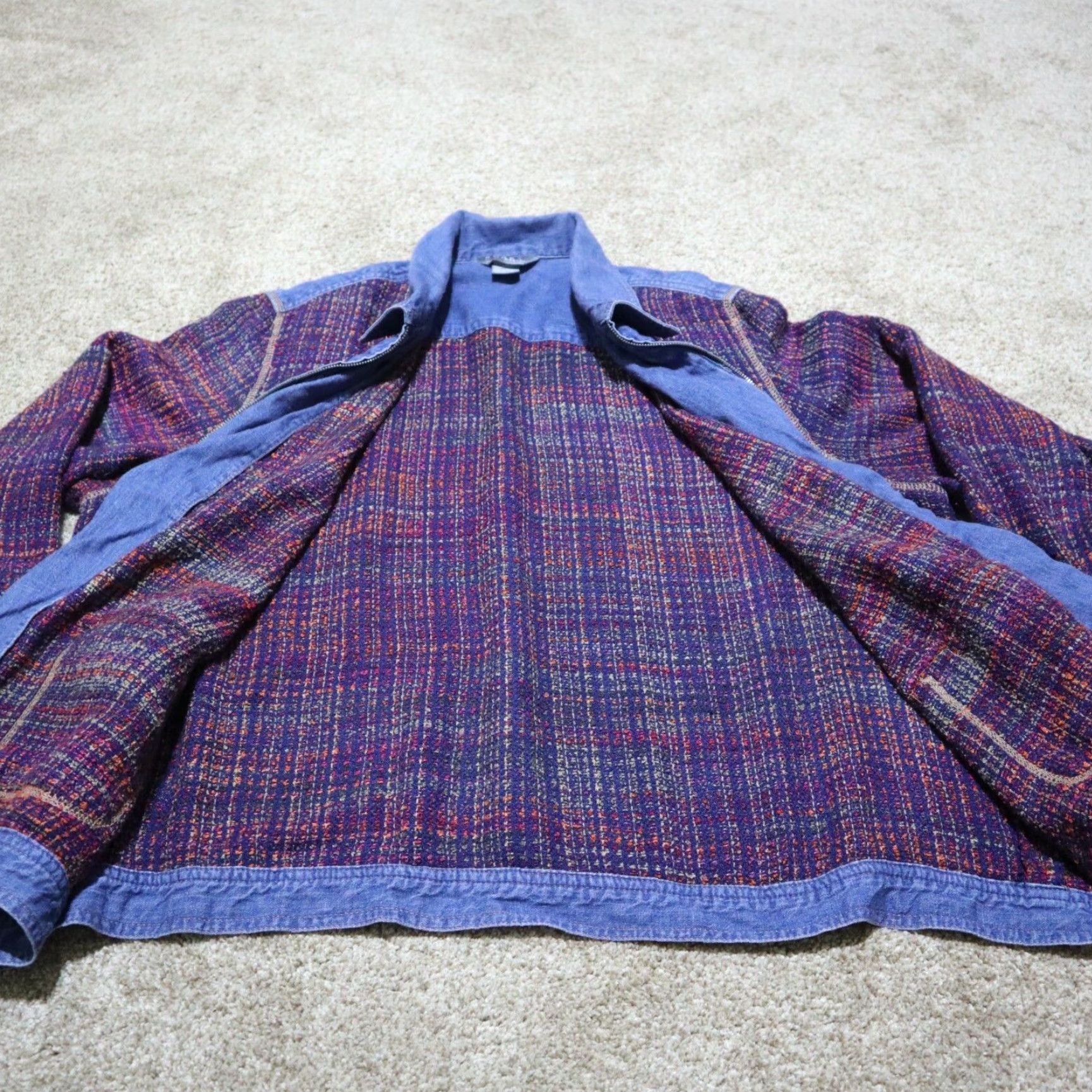 Vintage Vintage Koret Denim Blue Medium Zip Up Jacket Boho Women's Size 20w 90s Size 3XL / US 20-22 - 4 Thumbnail