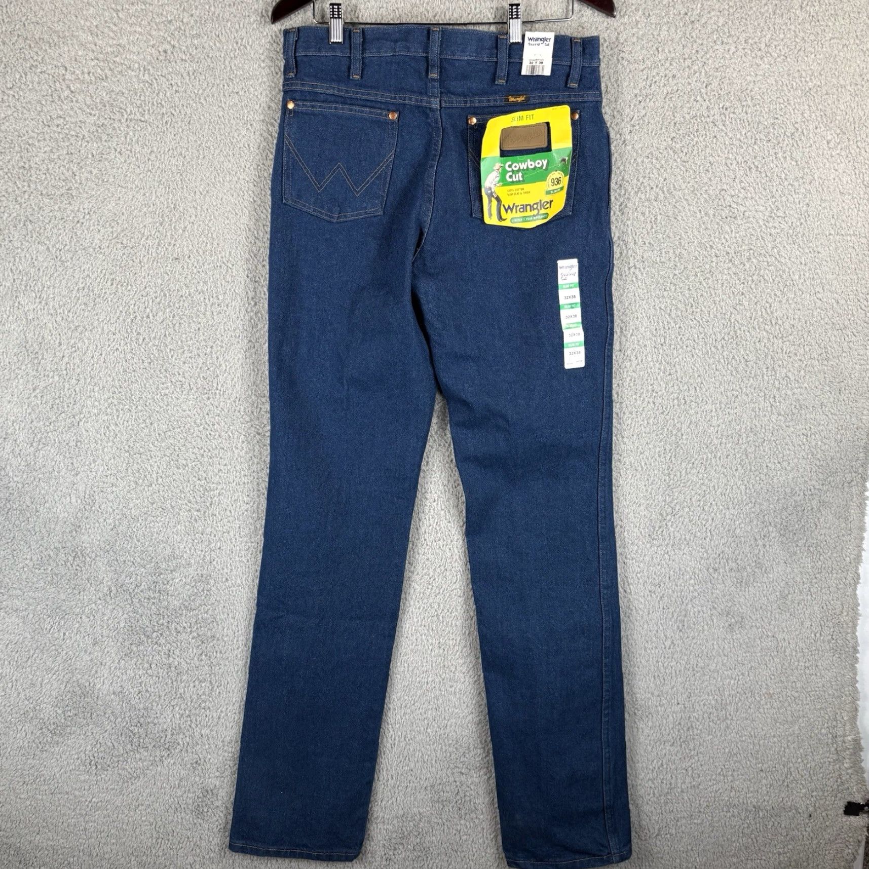 Wrangler Wrangler Cowboy Cut 936 Slim Fit Jeans 32x38 Regular Men Blue Denim 100% Cotton Comfort Pocket 5-Pocket Y2K Cowboy Theme Vintage No Size US 32 / EU 48 - 3 Thumbnail