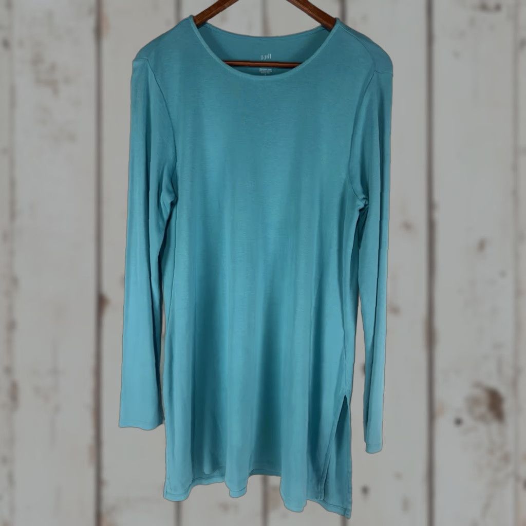 J. Jill J. Jill Teal Crewneck Tunic Womens Size M 100% Pima Cotton Casual Lightweight Size M / US 6-8 / IT 42-44 - 1 Thumbnail