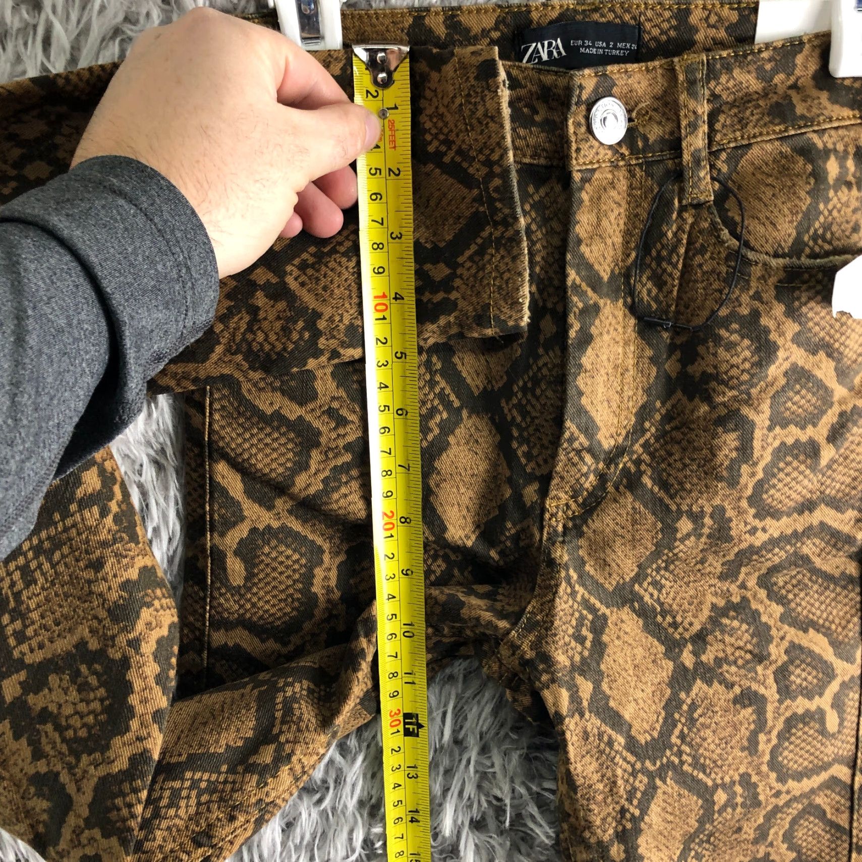Zara ZARA Jeans High Rise Skinny Brown Snake Print Womens Size 34 US 2 Denim Regular Fit 5-Pocket Vintage: No Size 26" / US 2 / IT 38 - 4 Thumbnail