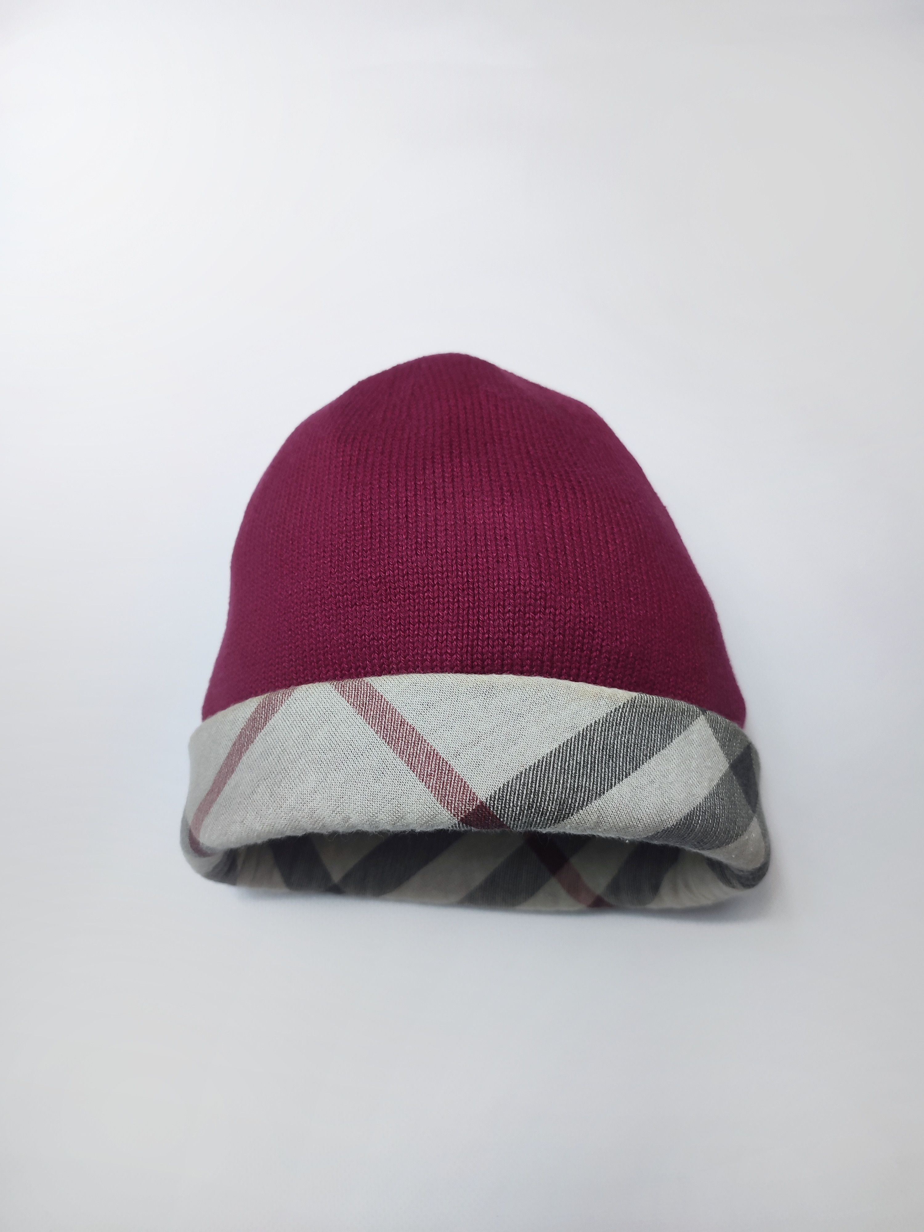 Burberry Burberry Burgundy Nova Check Cuff Beanie Vintage Size ONE SIZE - 2 Thumbnail