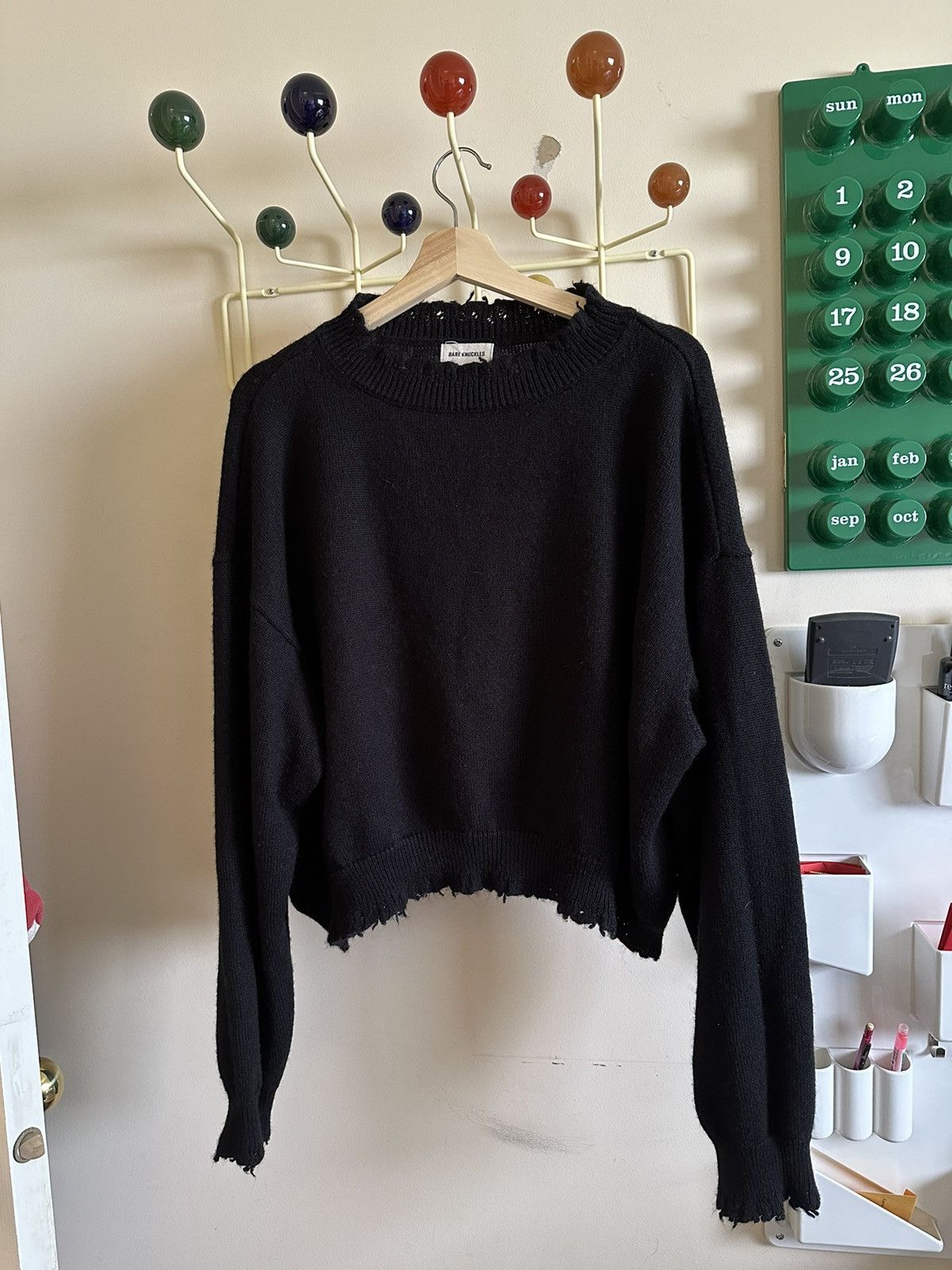 Bare Knuckles Black Cropped Cashmere Wool Sweater Size US S / EU 44-46 / 1 - 1 Thumbnail