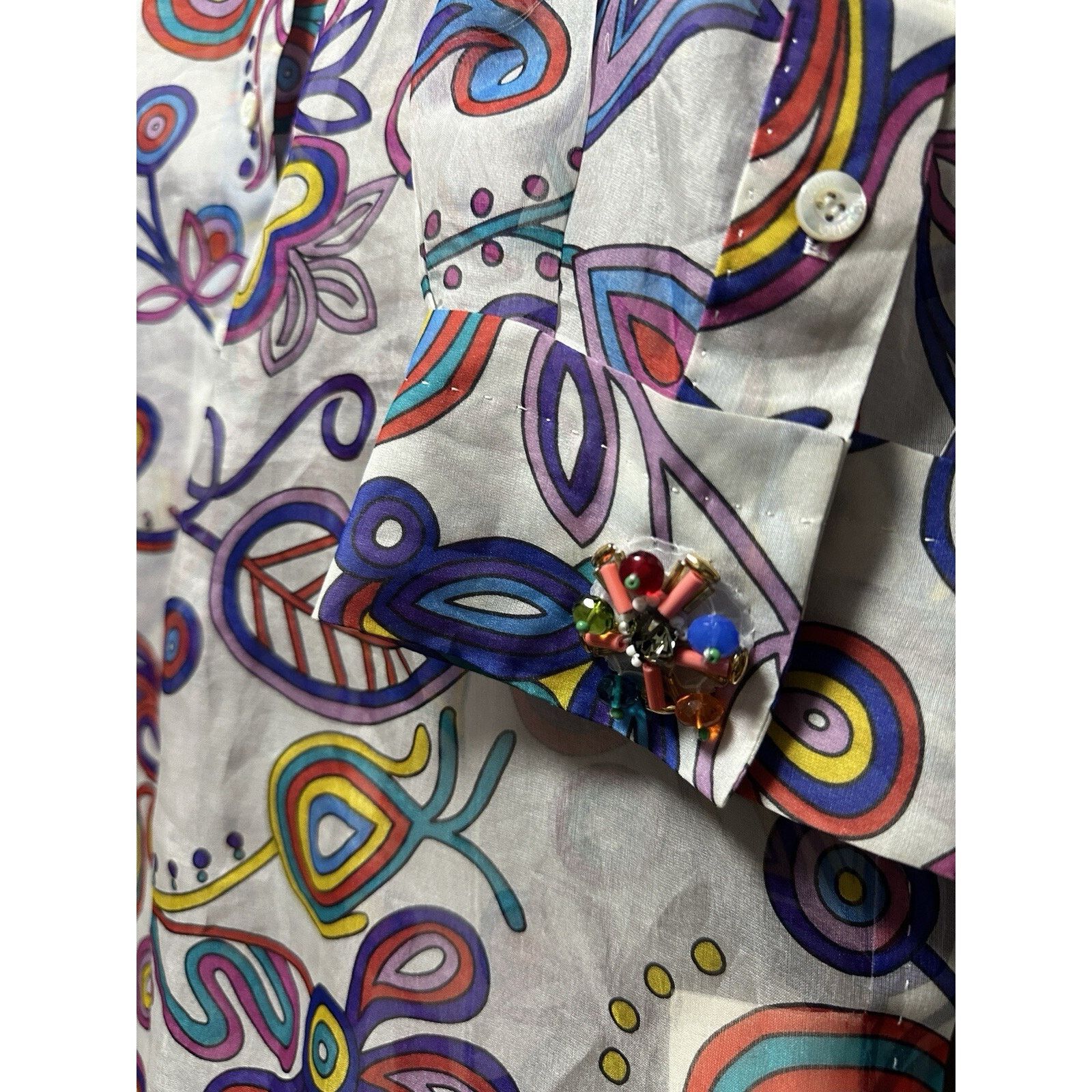 Louis Vuitton Louis Vuitton Abstract Floral Women’s Silk Shirt Brooches Size M / US 6-8 / IT 42-44 - 6 Thumbnail