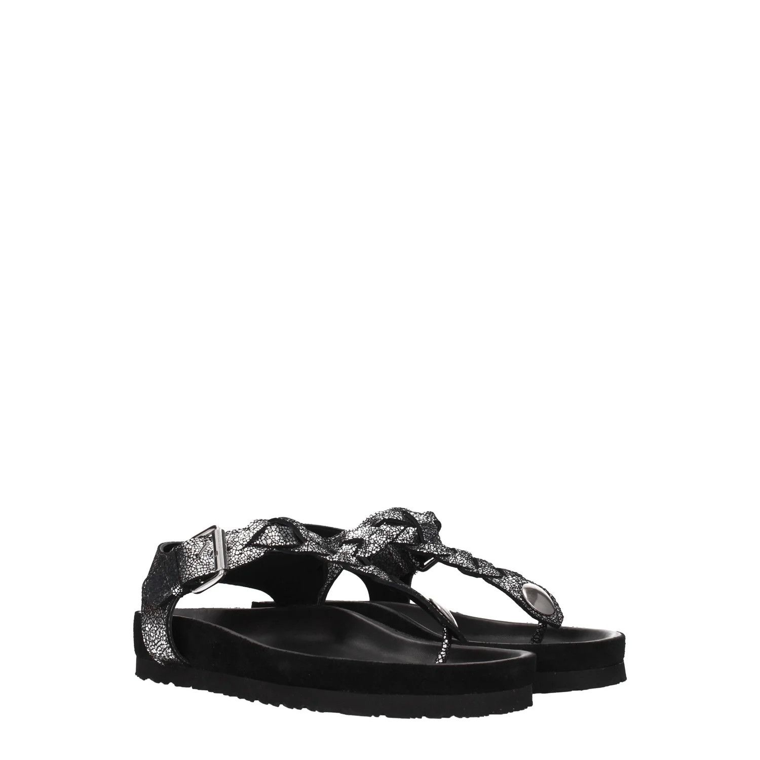 Isabel Marant ob1o1e1124 Suede Flip Flops in Black Silver Size US 6 / IT 36 - 2 Thumbnail