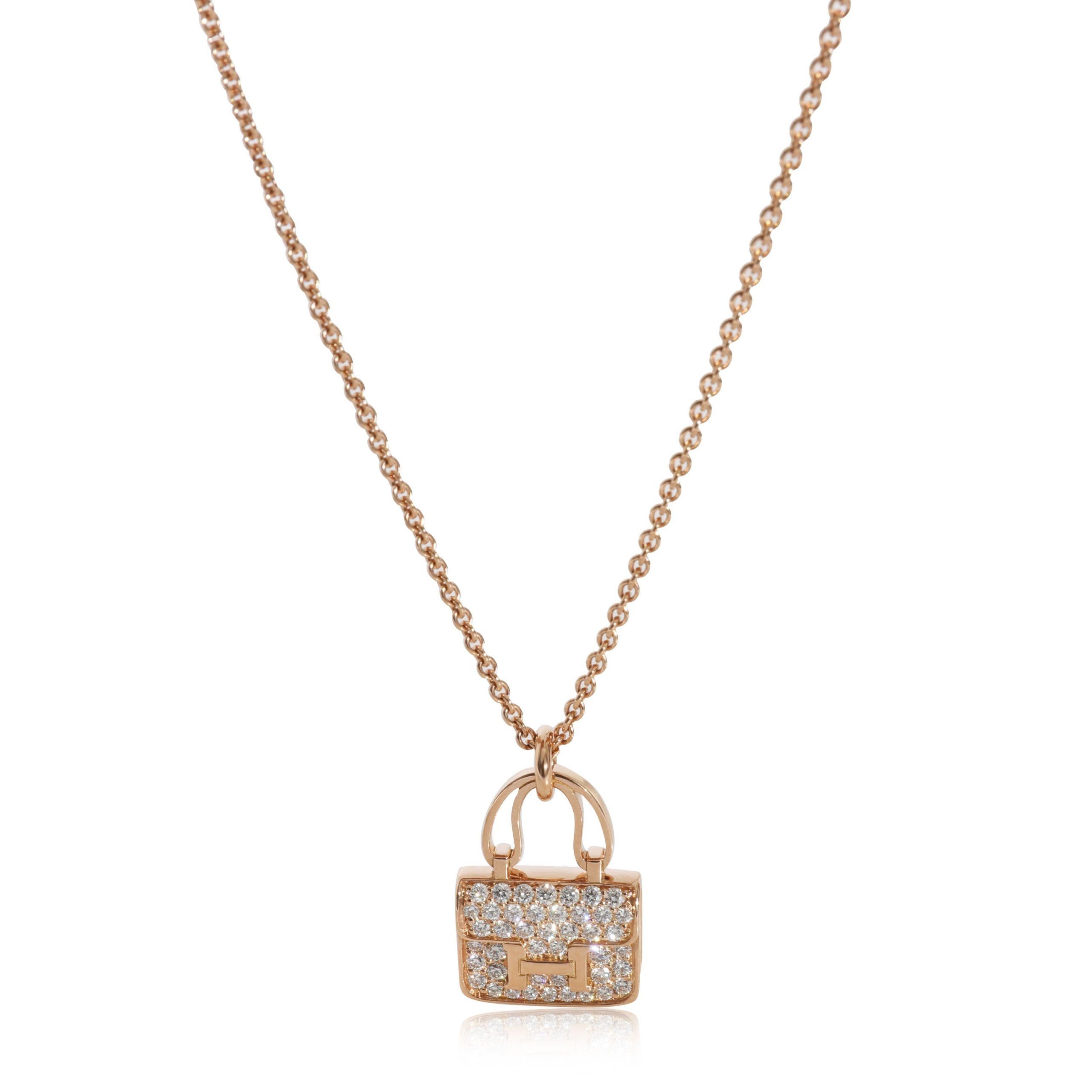 image of Hermes Amulettes Constance Pendant In 18K Rose Gold 0.44 Ctw, Women's