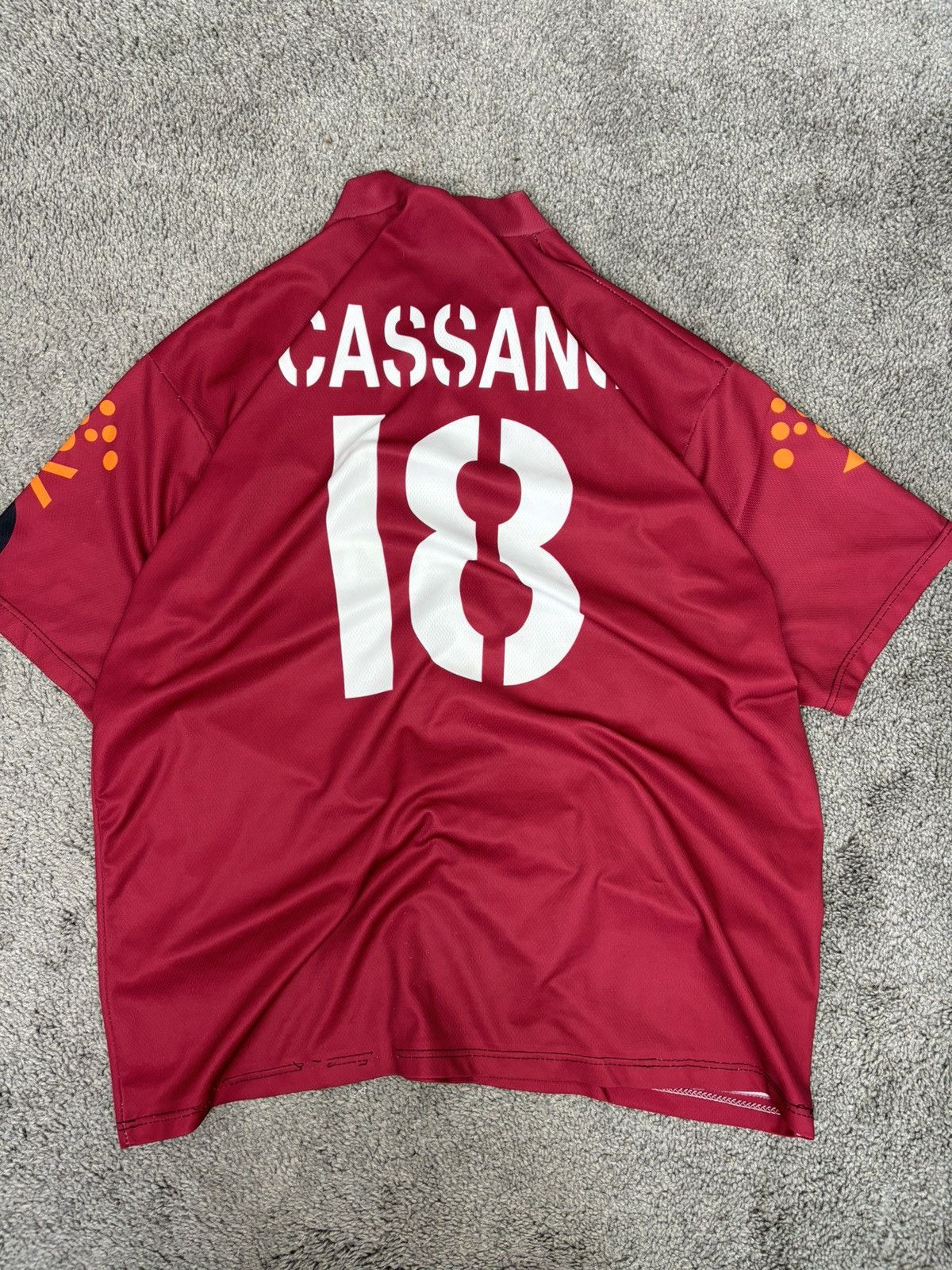 Chelsea Soccer AS Roma Italy Mazda Soccer Jersey Red Number 18 Cassano Size US L / EU 52-54 / 3 - 2 Thumbnail