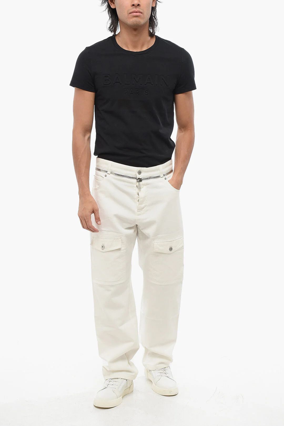 Balmain og1mm0326 Straight-Fit Cargo Jeans in White Size US 30 / EU 46 - 4 Thumbnail