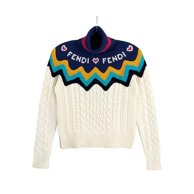 Fendi Fendi size 38 Coarsely twisted knitted high-necked long-s Size US XXS / EU 40 - 1 Thumbnail