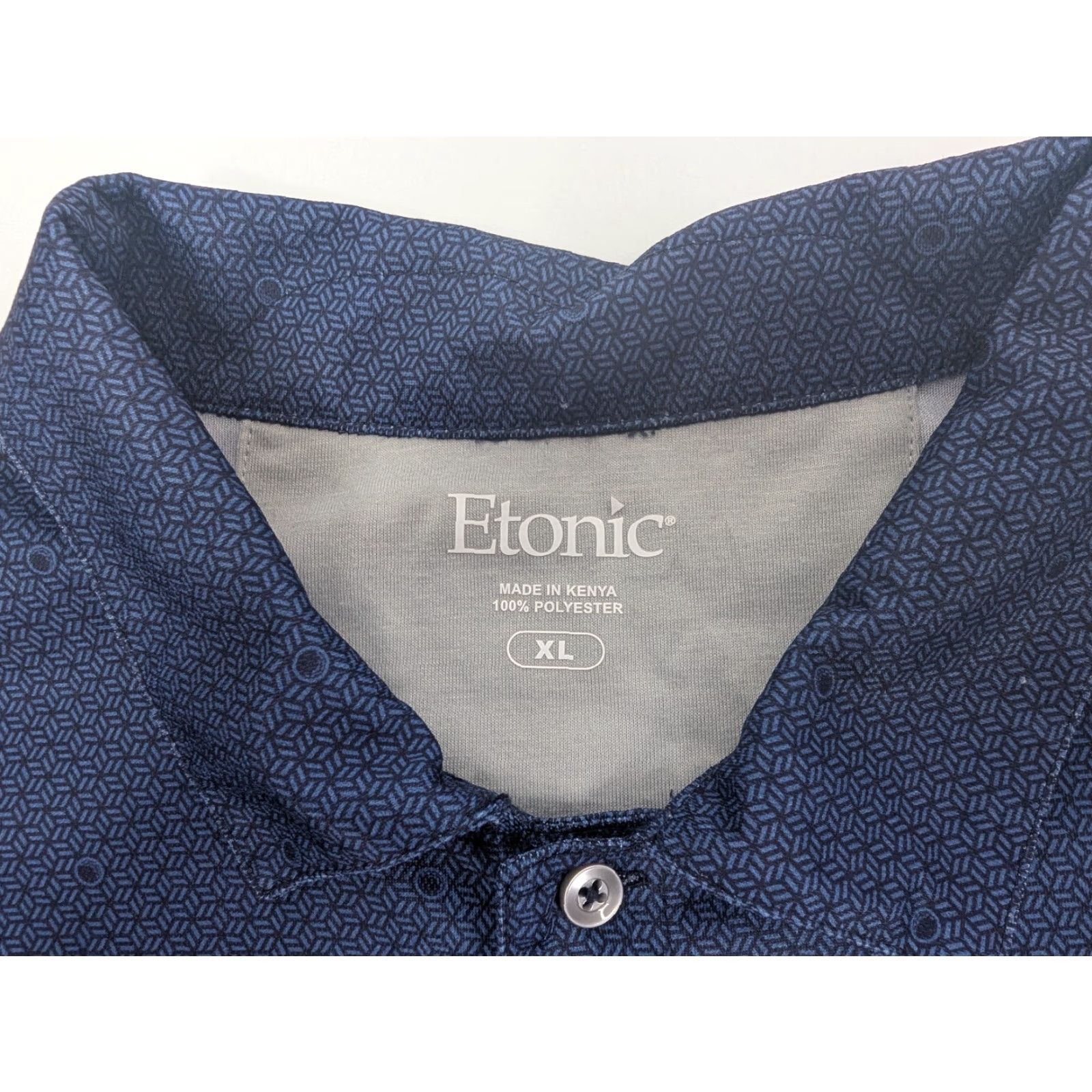 Vintage Etonic Golf Polo Performance Men's XL Blue Geometric Dot Pattern Stretch Wicking Size US XL / EU 56 / 4 - 6 Thumbnail