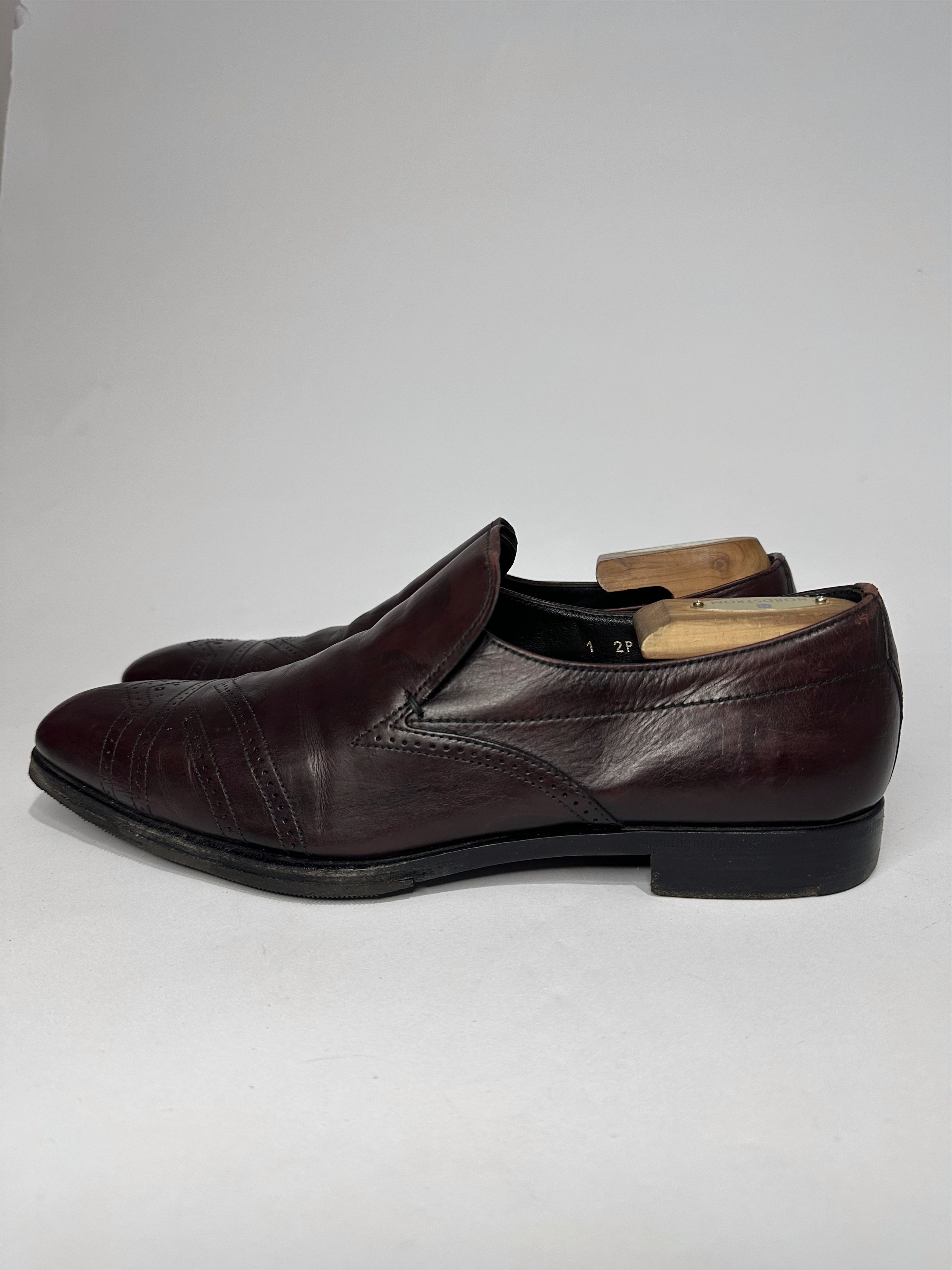 Prada Vintage Prada Brown Burnished Leather Wingtip Brogue Loafers Size US 8 / EU 41 - 3 Thumbnail