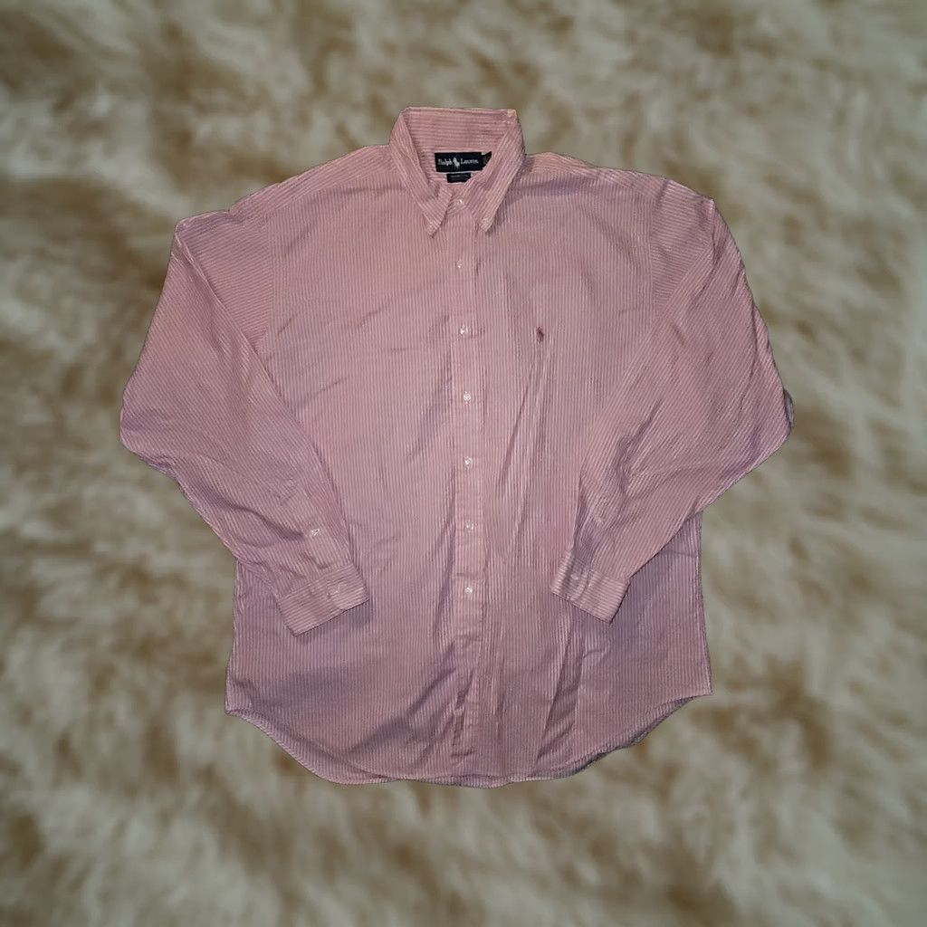 Ralph Lauren VINTAGE Ralph Lauren Yarmouth Button-Down Shirt Men 36/37 Pink Striped Regular Size Embroidered Long Sleeve Button-Up Shirt Mens Size US M / EU 48-50 / 2 - 1 Thumbnail
