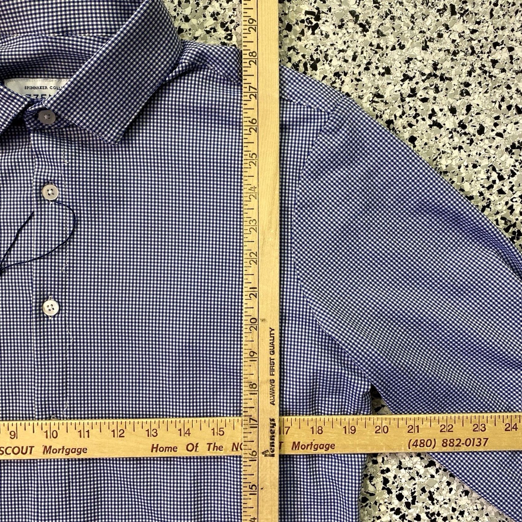 Mizzen+Main MIZZEN + MAIN Blue Plaid Long Sleeve Shirt Men's Large Trim Fit Shirt Size US L / EU 52-54 / 3 - 2 Thumbnail